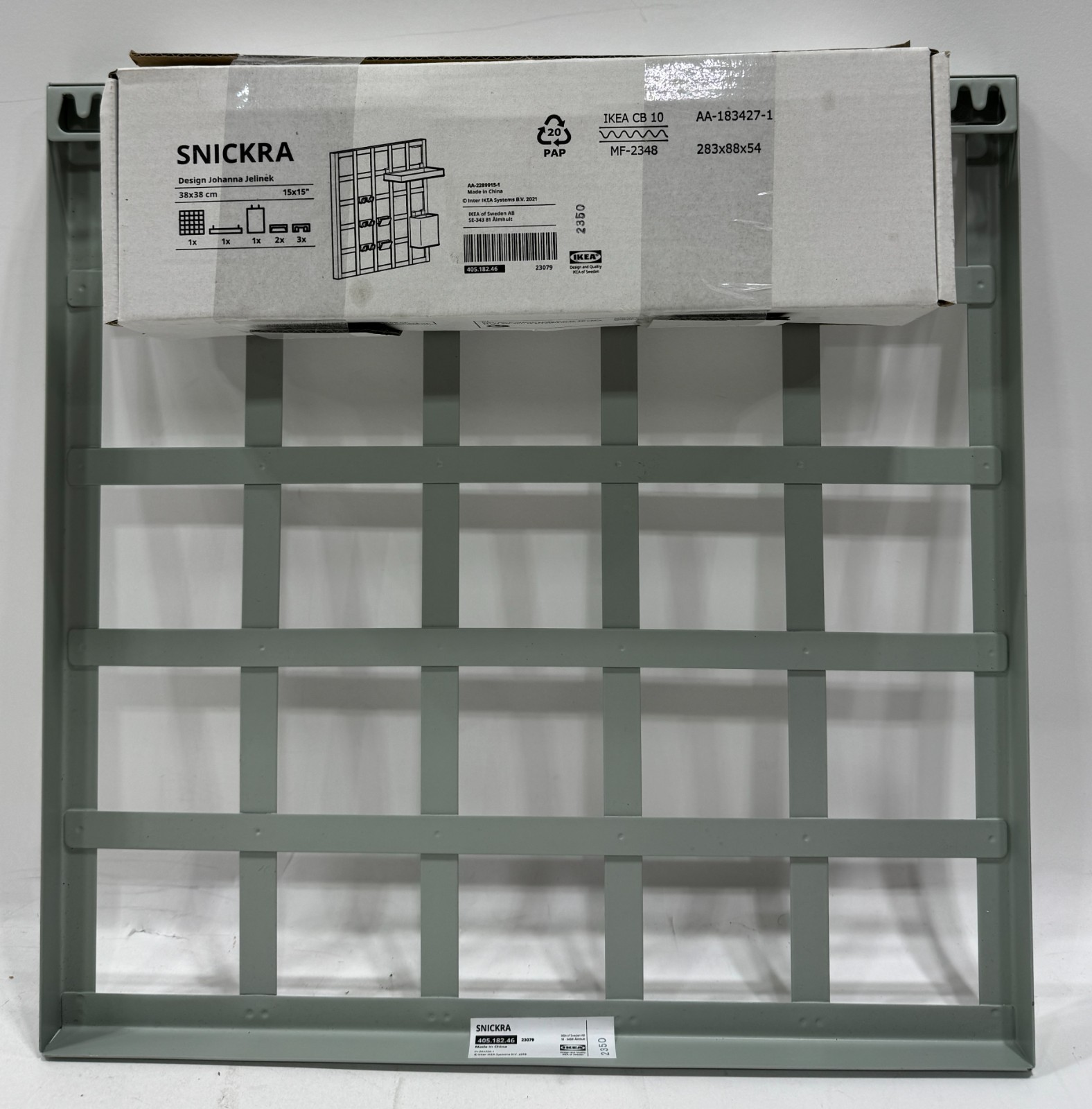 IKEA SNICKRA Wall Storage Board Set Steel-8-Piece Gray-Green 15 x 15″ 405.182.46