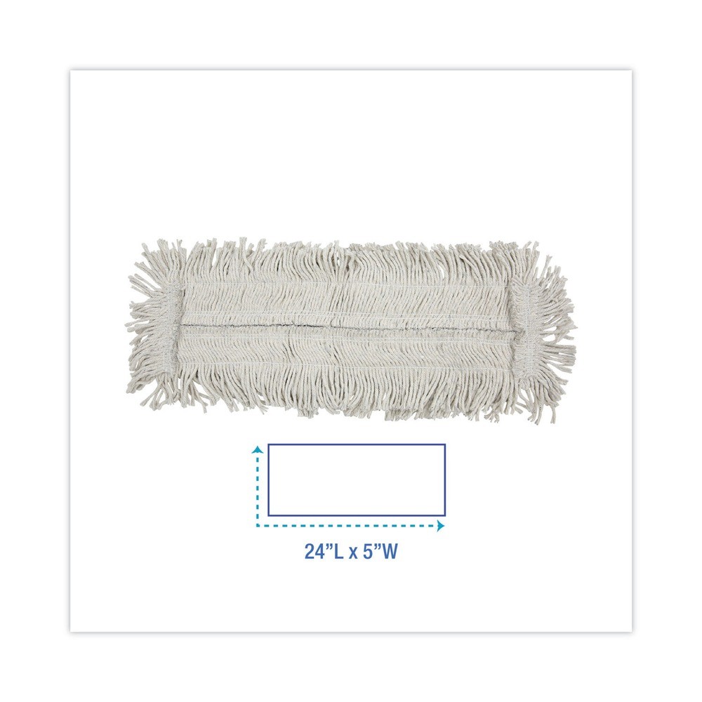 Boardwalk 1624 24 in. x 5 in. Disposable Cotton Dust Mop Head – White New