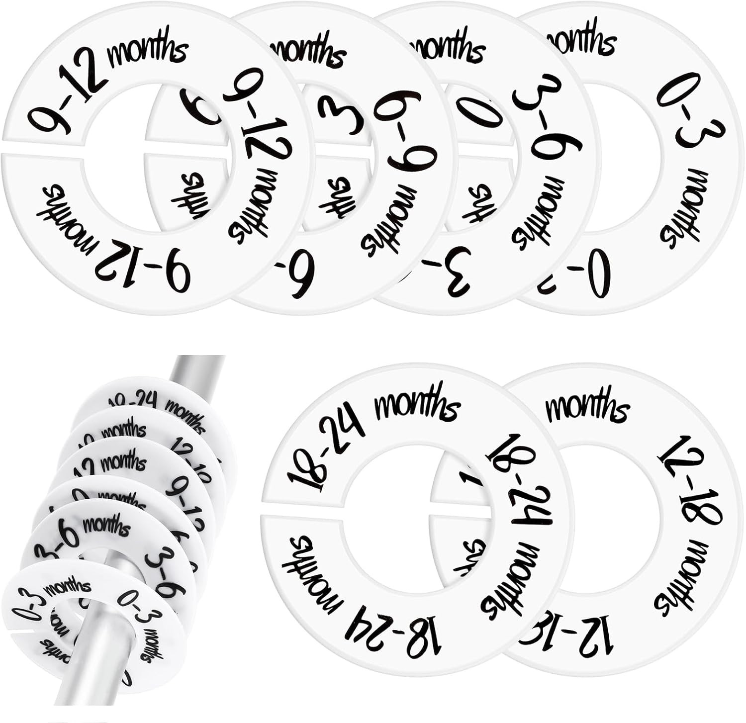 6PCS Baby Closet Dividers, Unisex Nursery Organizer, 0-24 Months White