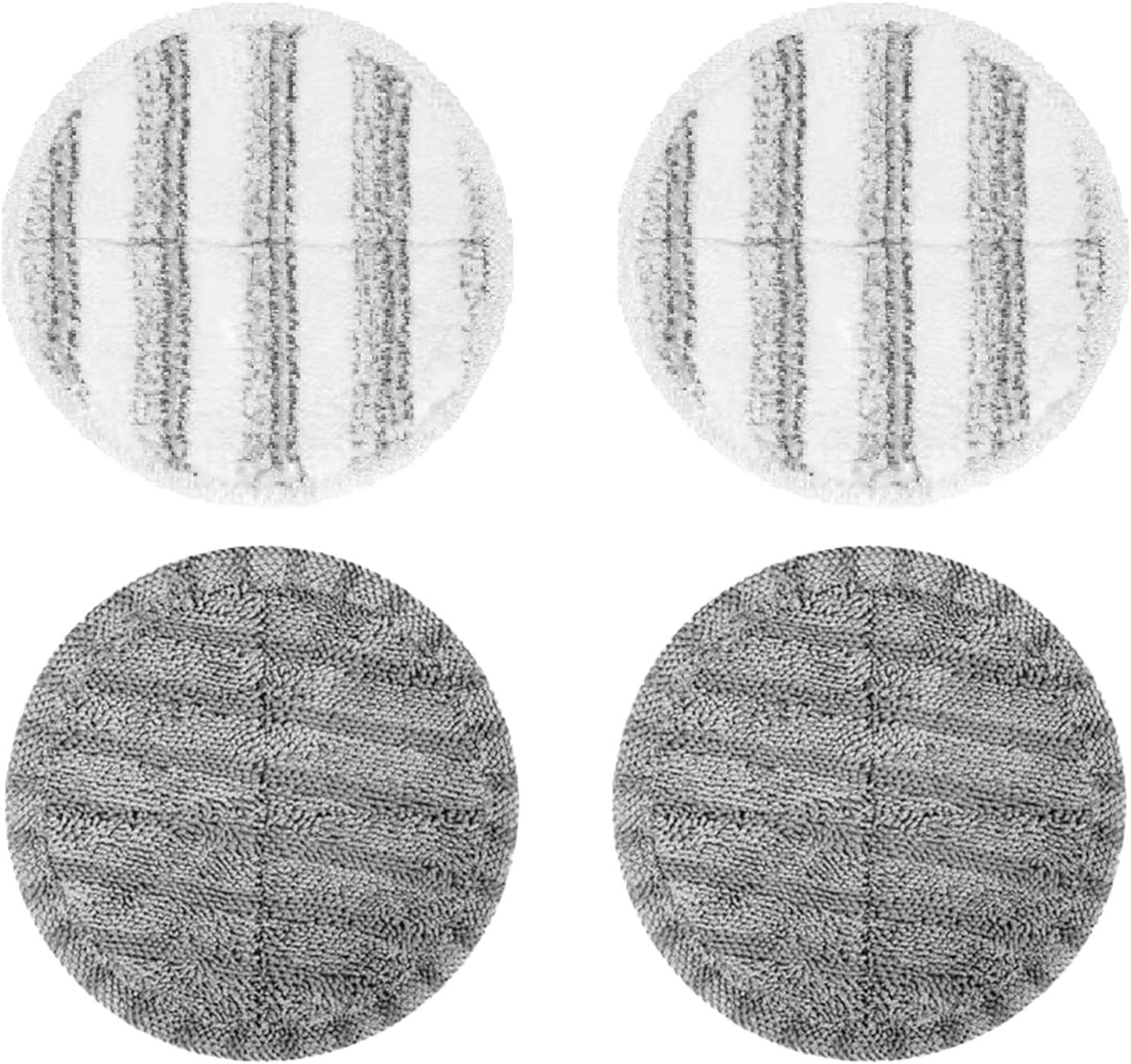 4-Pack 6.3in Electric Mop Replacement Pads – 2 Gray High-Absorbent Pads & 2 W…