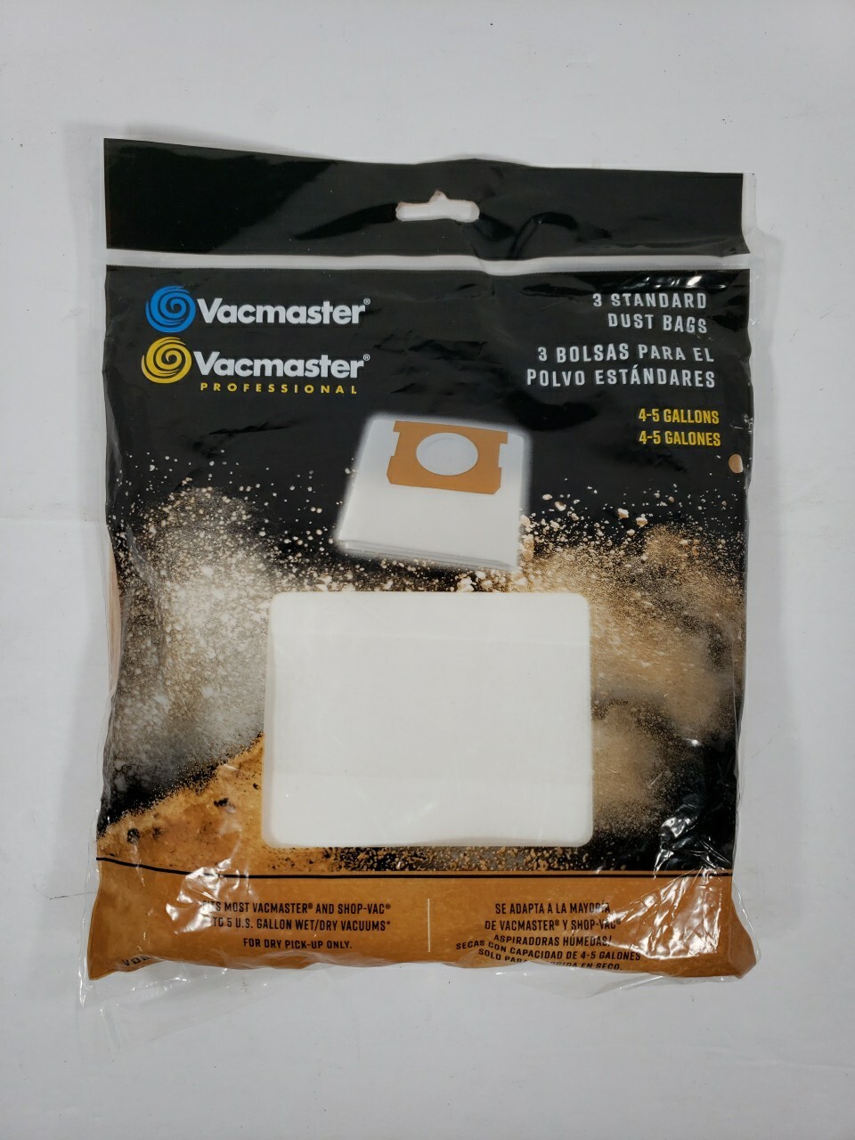 Set of 3 Vacuum Dust Bags 3 Pack Vacmaster 4-5 Gallons Dry Vacmaster & Shop Vac