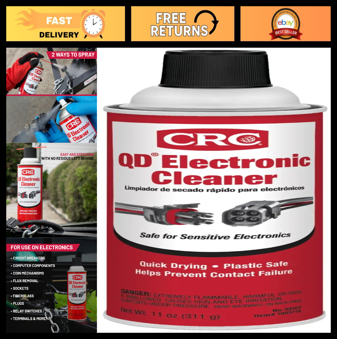 Electronic Cleaner – 11 oz, Quick-Drying, Non-Conductive, Safe for Electronics