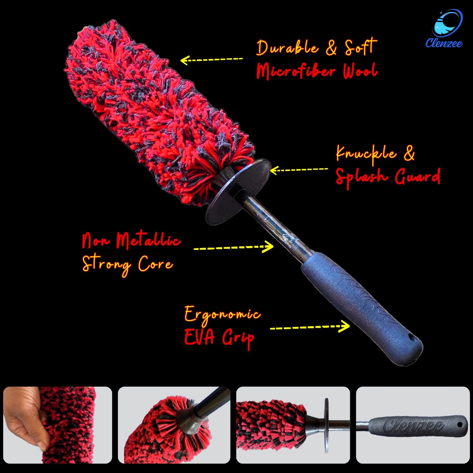 15 Inch Microfiber Wheel Brush Soft NonMetallic Rim Cleaner Car Cleaning