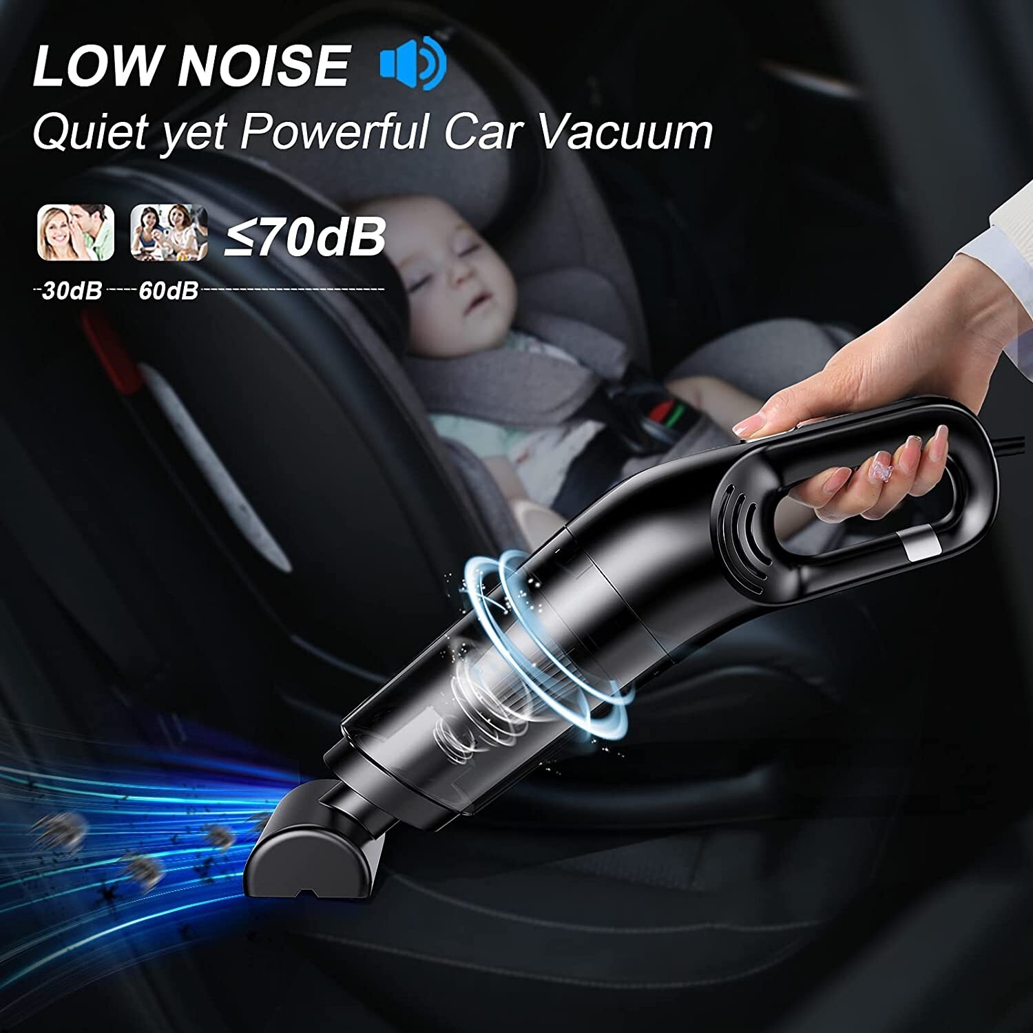 5 in 1 Car Vacuum Handheld Vacuum Cleaner Lightweight Strong Suction 120W corded