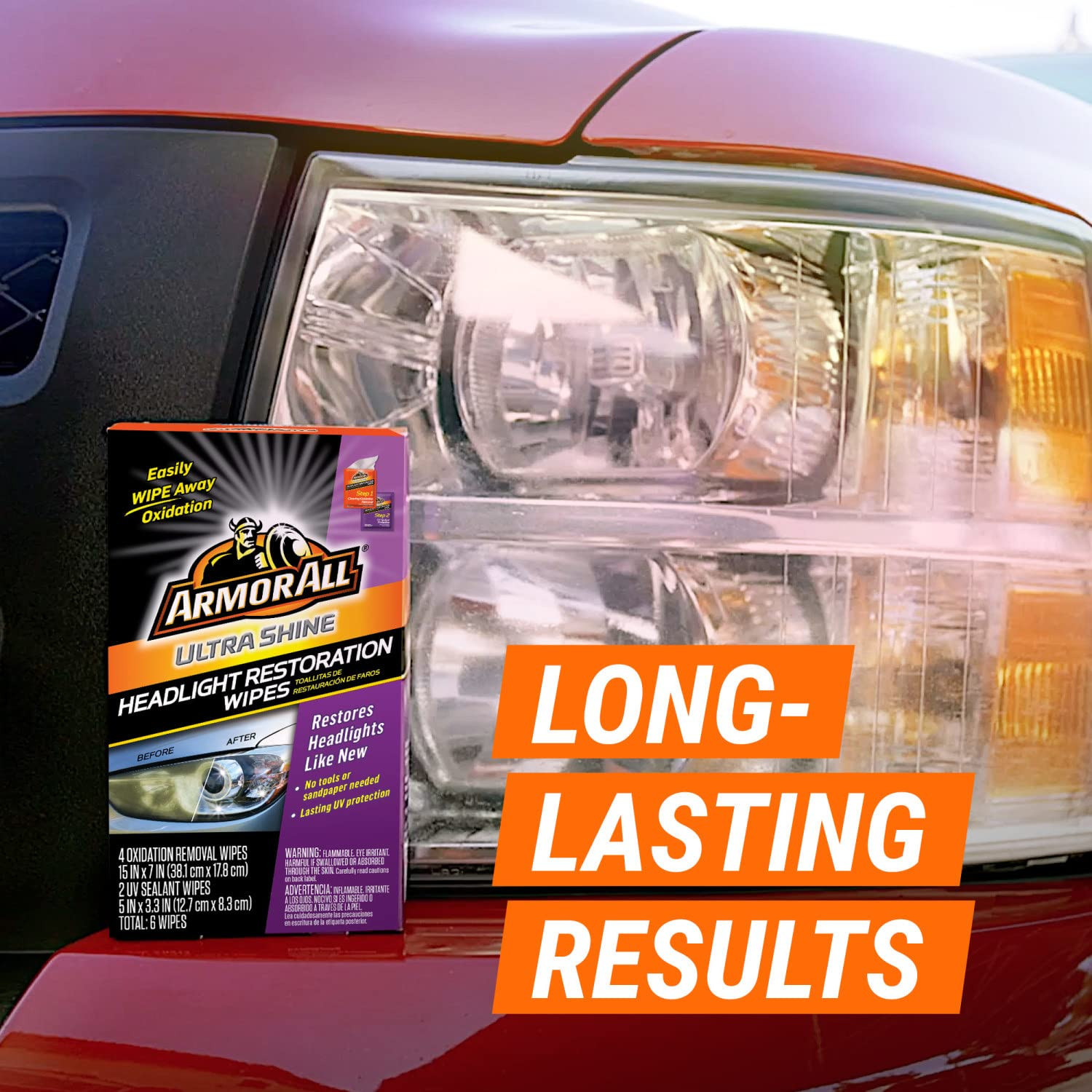Armor All Ultra Shine Headlight Restoration Wipes 6 Count UV Protection
