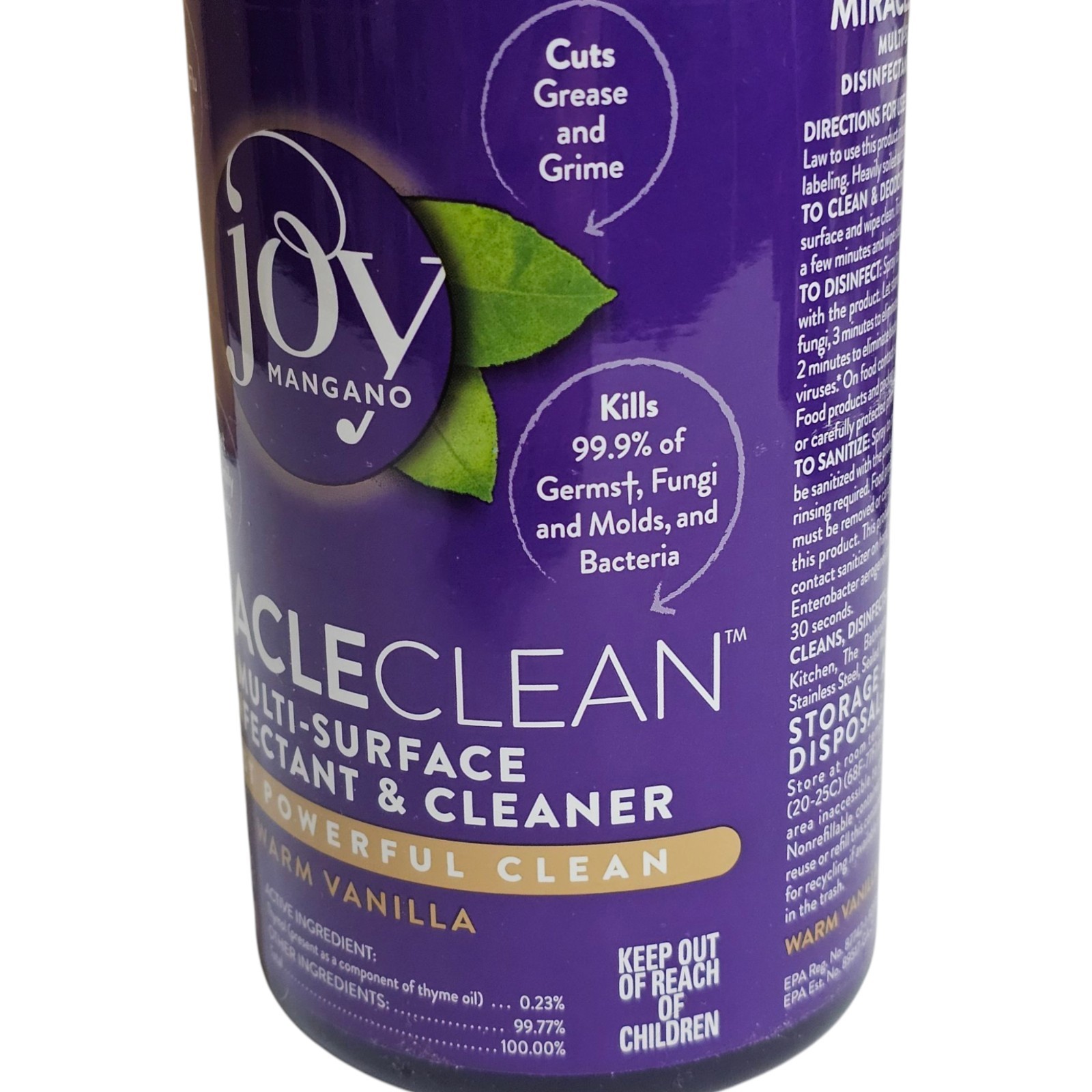 Joy Mangano Miracle Clean Multi Surface Cleaner Warm Vanilla Set Kit – READ