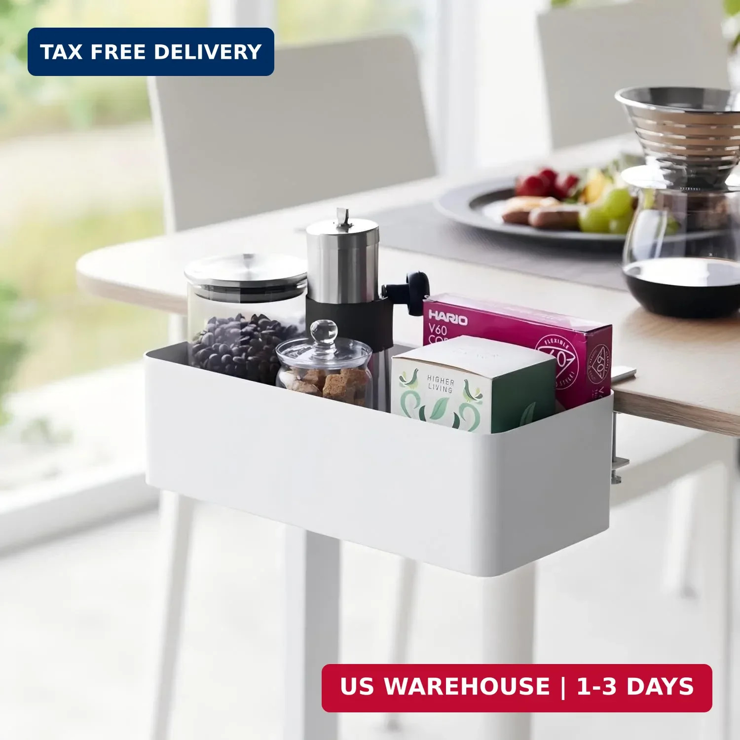 No Drill Desk Side Storage,Hanging Organizer,Clamp on Table Basket,Minimalist,Me
