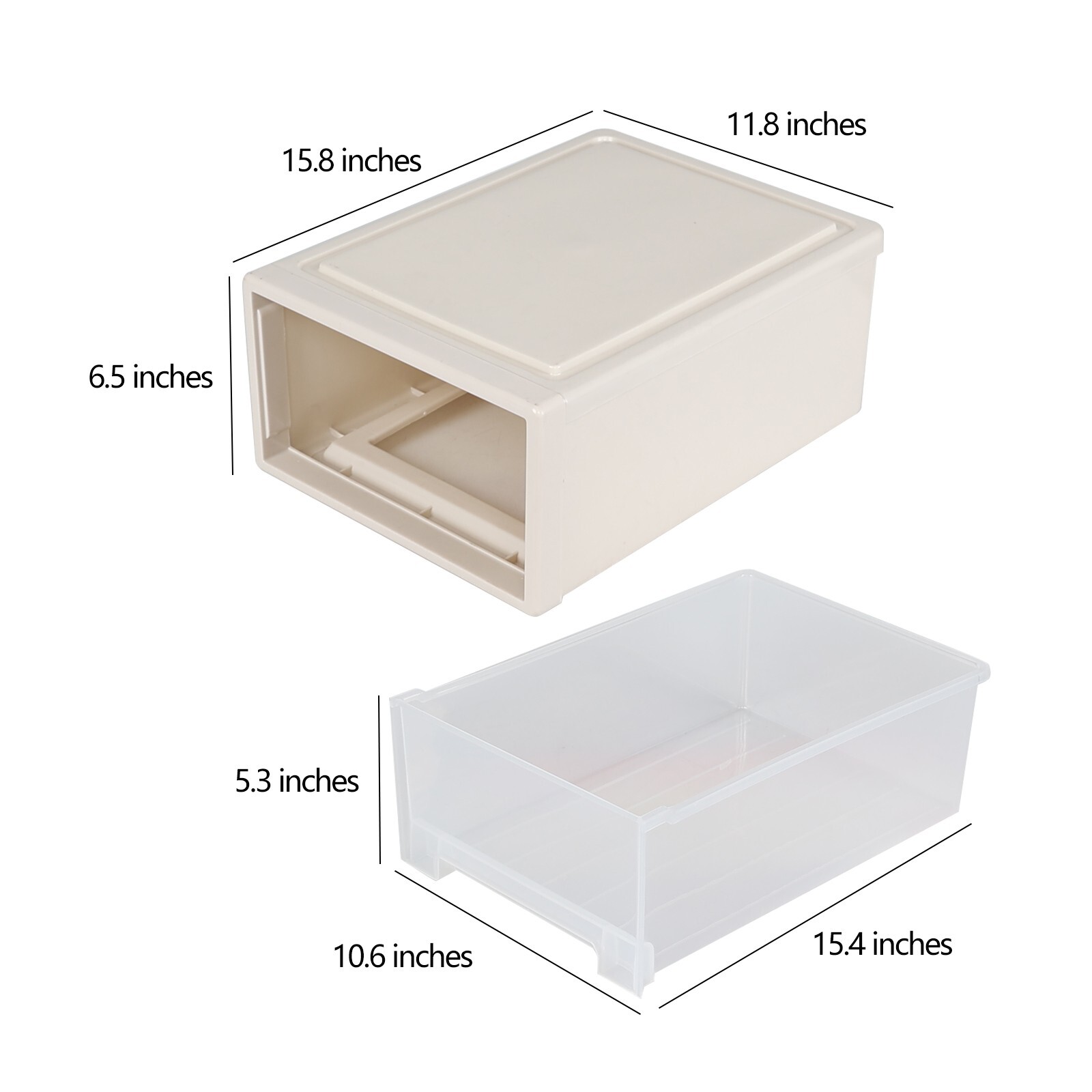 4 Packs 18 Quart Plastic Stacking Storage Drawers, Large Stackable Drawer Unit