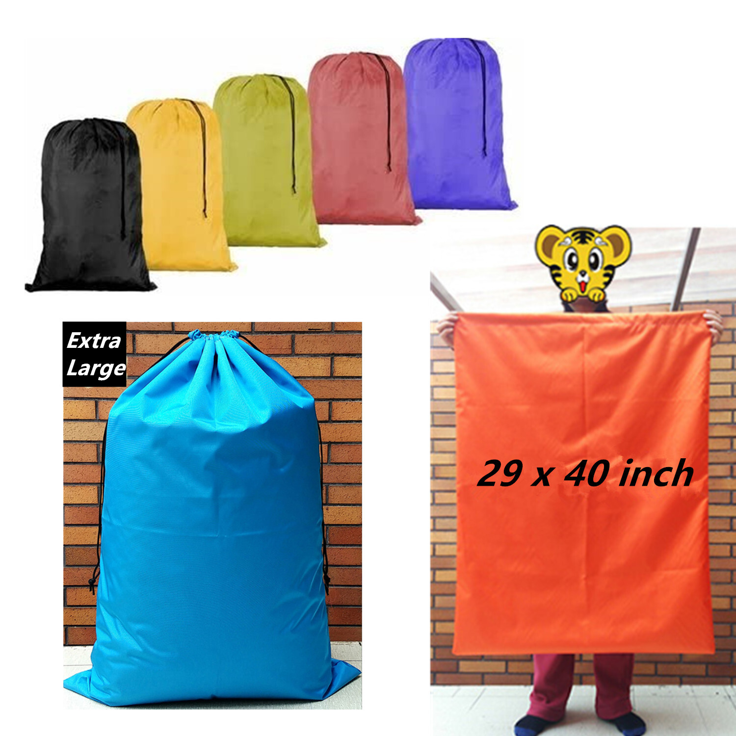 Extra Large 29″ X 40″ Nylon Washable Laundry Bag, Heavy Duty Hamper Drawstring