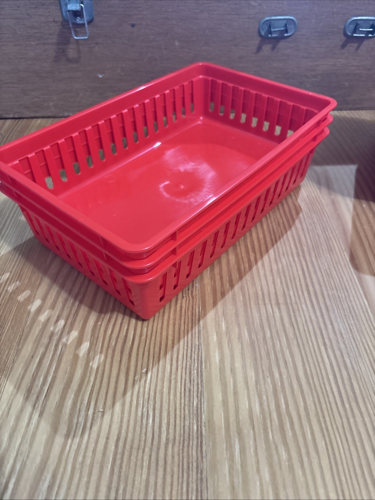 (10) Plastic Bin Basket/ Organizing Storage 11 X 6X2 1/2 Red