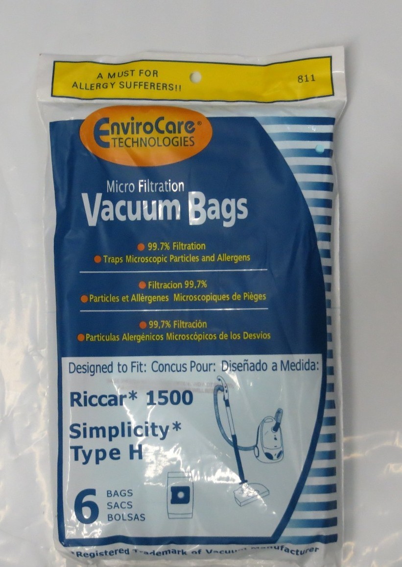 6 Vacuum Bags for Riccar 1500 & Simplicity Type H