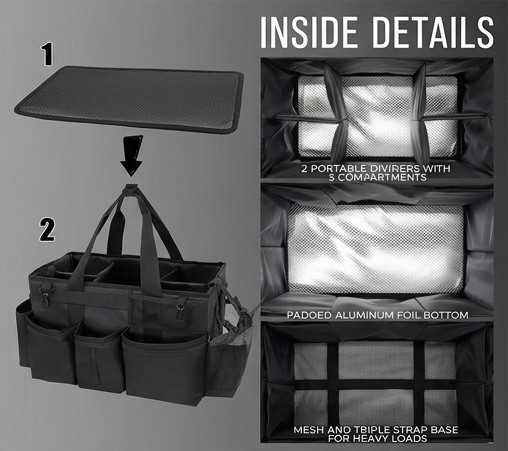 Cleaning Caddy Bag with spray bottle & Towls,Shoulder strap & waist belt.Black