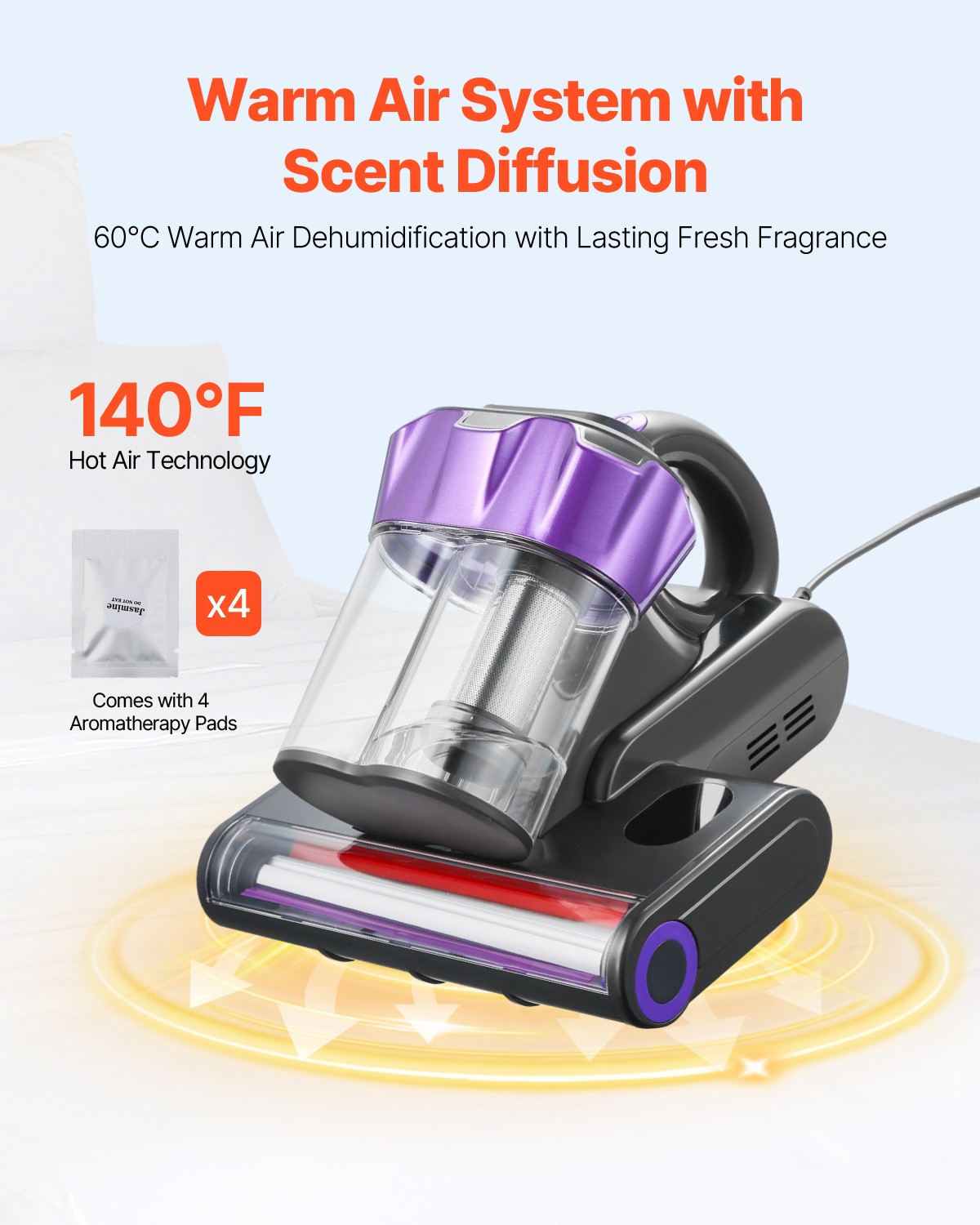 Mattress Vacuum Cleaner with 18Kpa Powerful Suction HEPA Filter 550W Gray