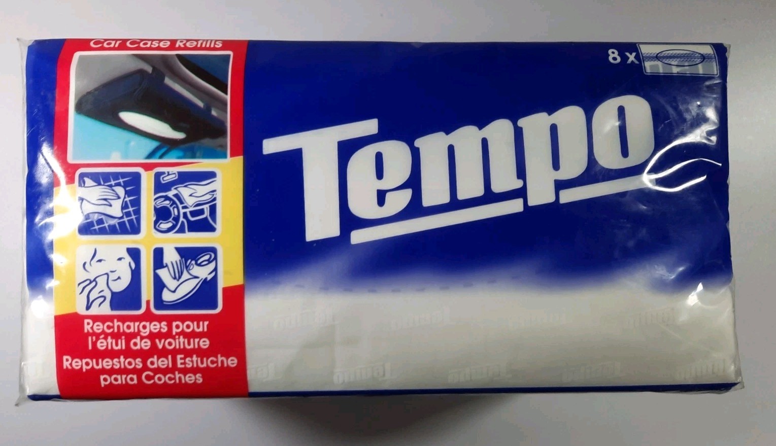 NOS Tempo Tissues Car Case Refills 8 Pack of Inserts Car Visor Holder 192 Total