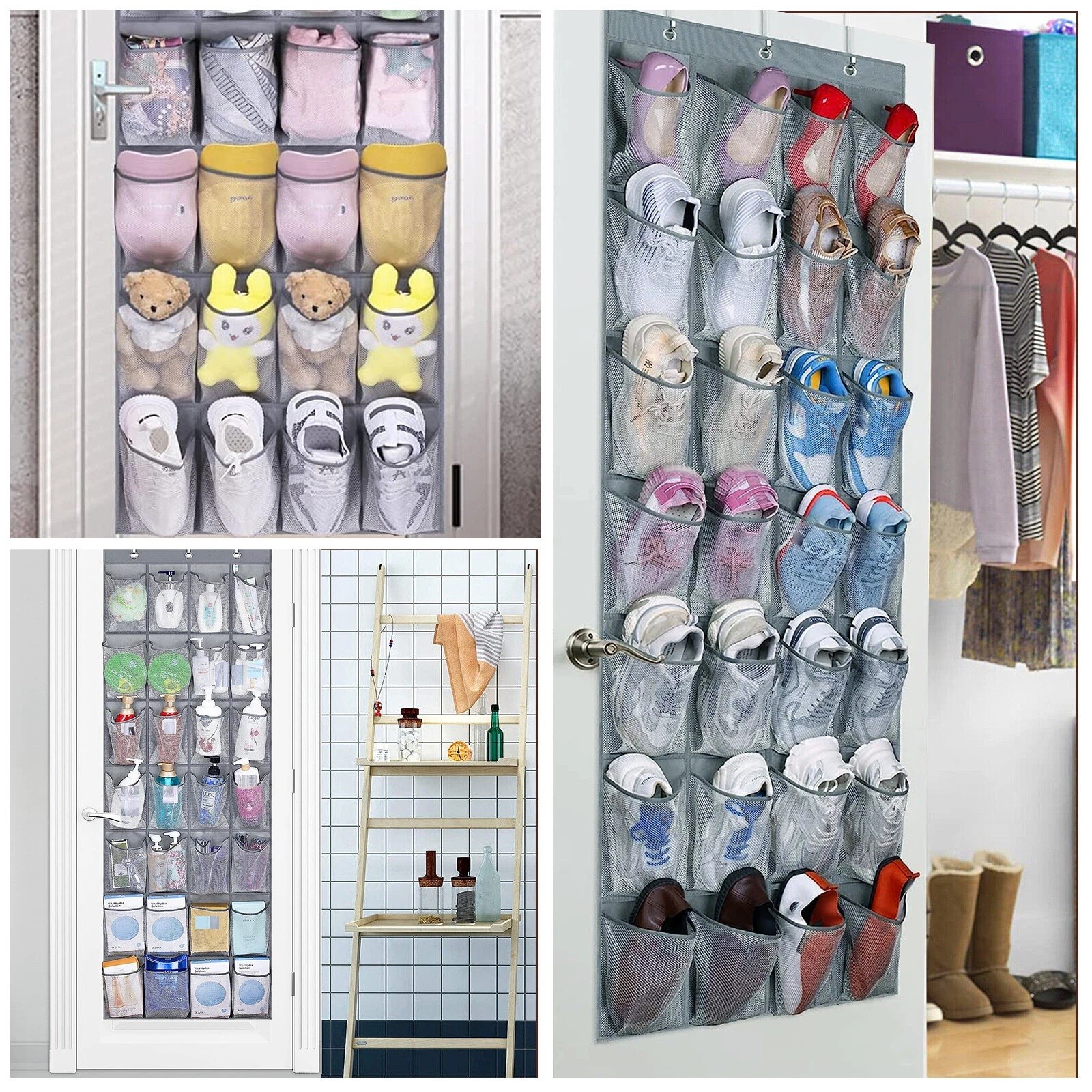 28 Pocket Over Door Shoe Organizer Rack Hanging Storage Holder Hanger Bag Closet