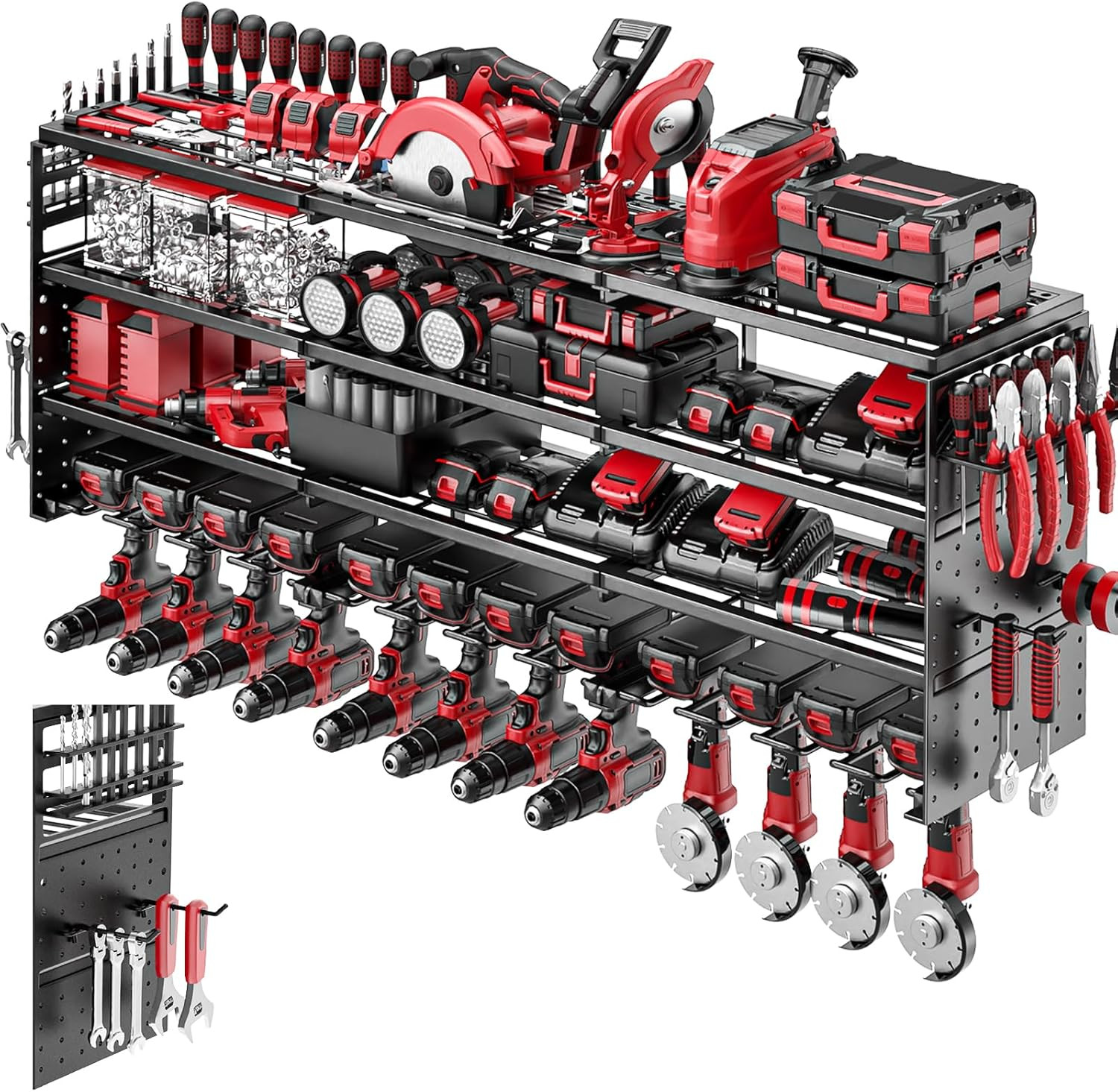 Power Tool Organizer Wall Mount, Cordless Drill Hanger Storage Rack 8 Drill Hold