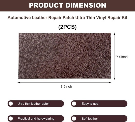 2 PCS Leather Repair Patch Tape, 4 x 8 Inch PU Vinyl Repair Color: Dark Brown