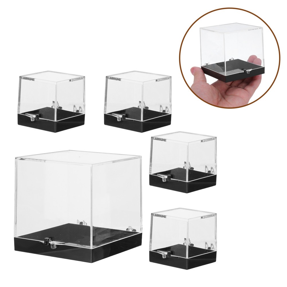 5Pcs Transparent Plastic Specimen Boxes for Mineral Collection and Coin Display