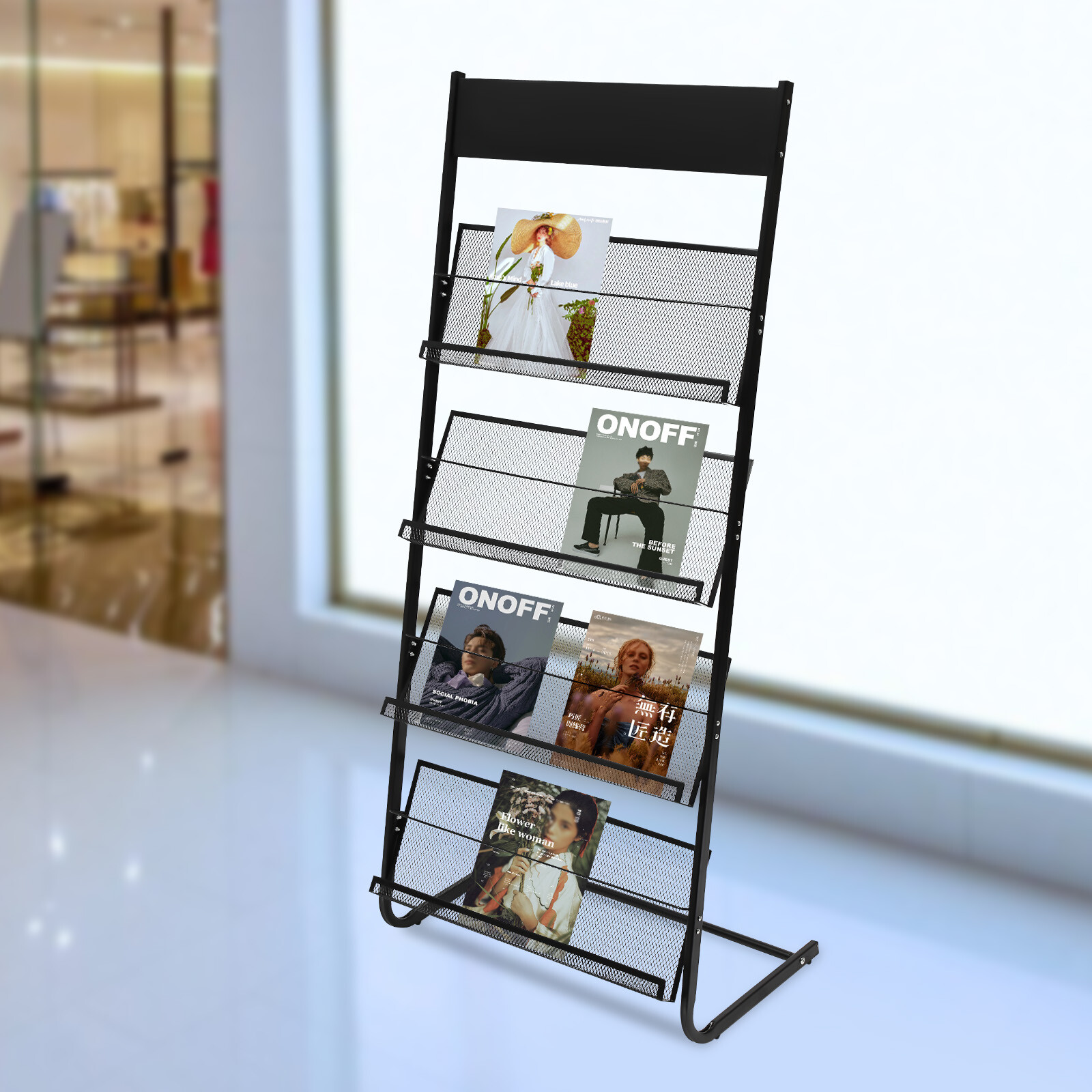 Office Newspaper Rack Magazine Stand Literature Holder Book Magazine Display