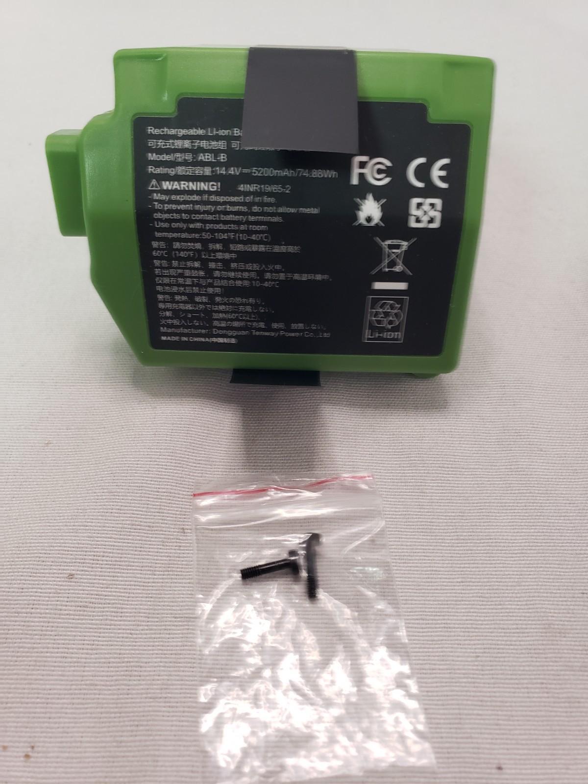 ABL-B 4INR19/65-2 Replacement Sweeper Rechargeable Li-ion Battery for iRobot