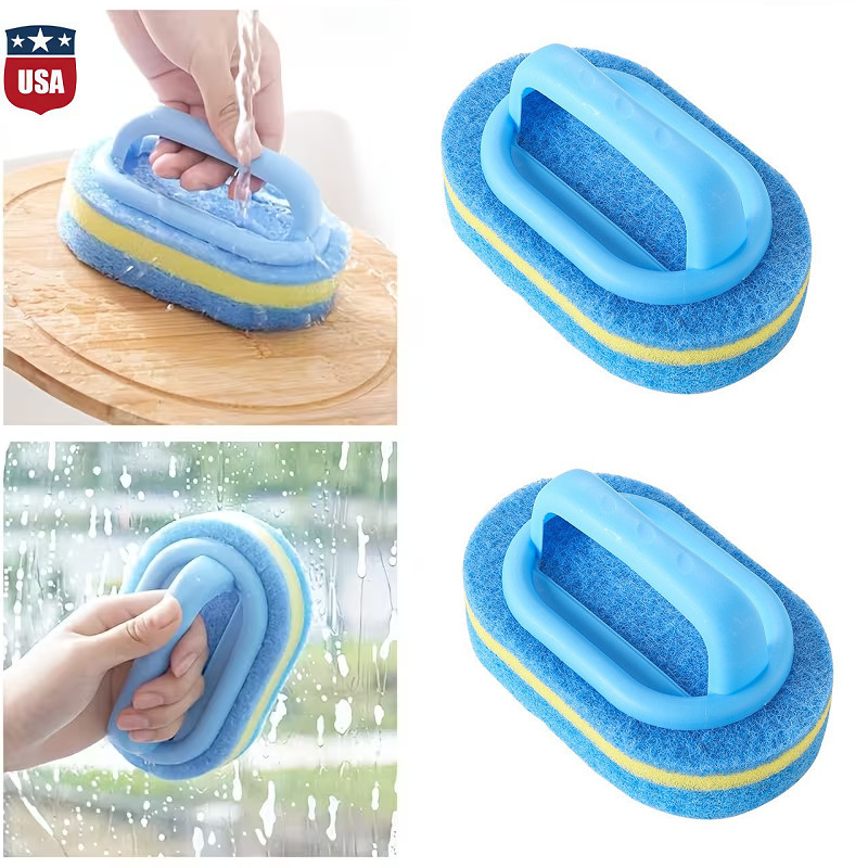 2Pcs Multifunctional Cleaning sponge with Handles for kitchen bathroom Hot USA