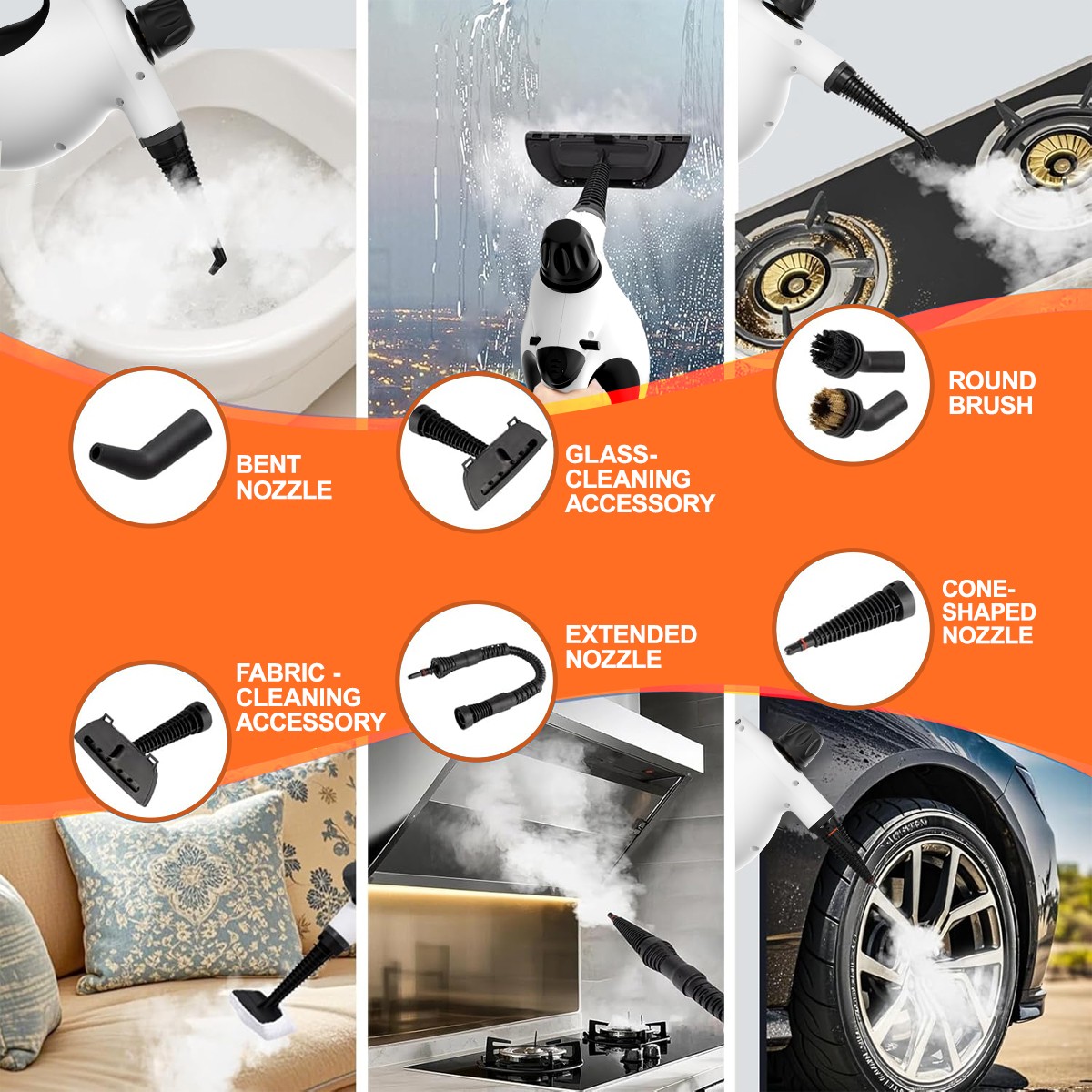 2500W Handheld Steam Cleaner: High-Temp, High-Pressure, Portable for Home & Car