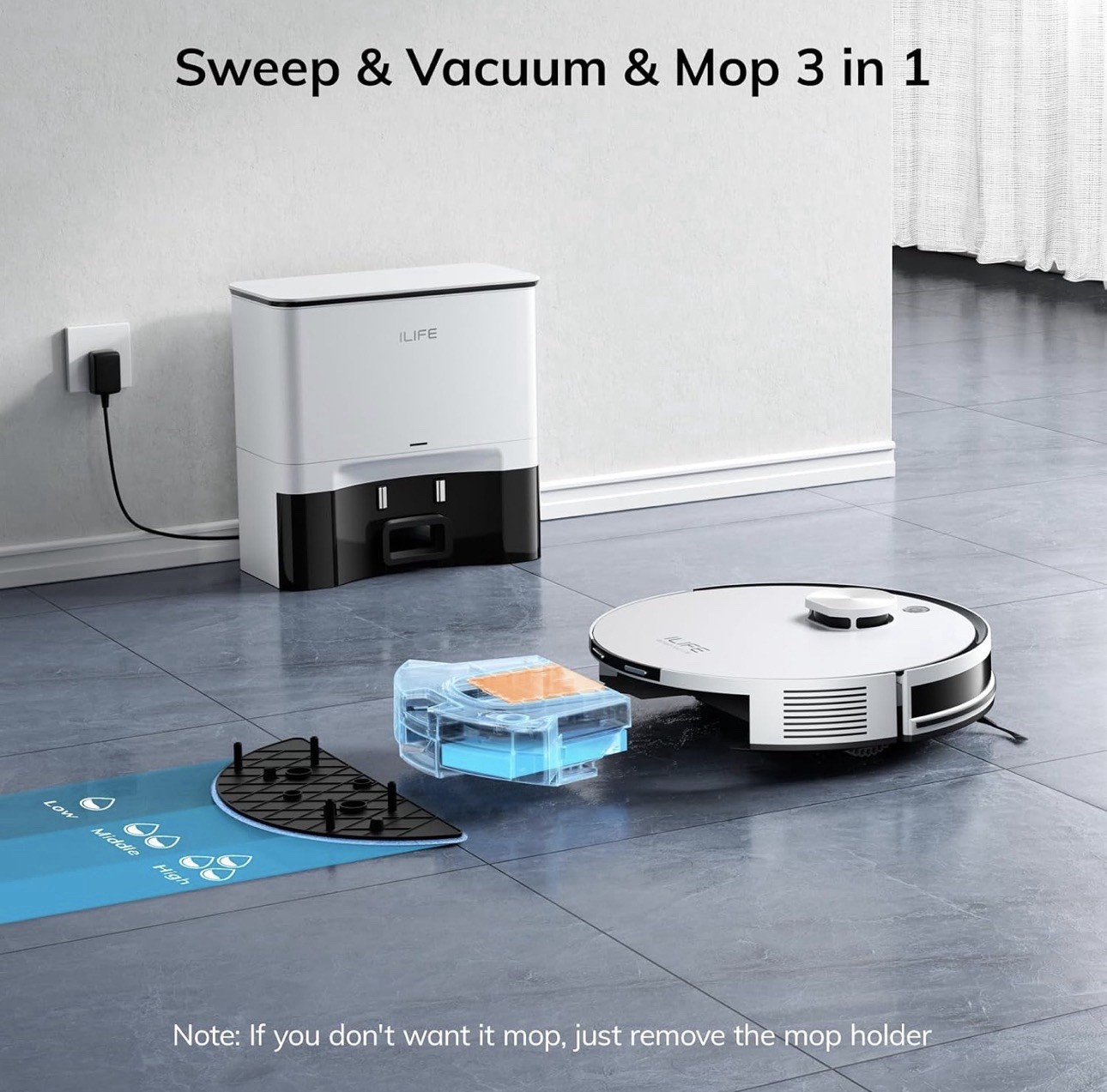 New ILIFE A30 Pro Robot Vacuum and Mop, Self Emptying Station for 60 Days