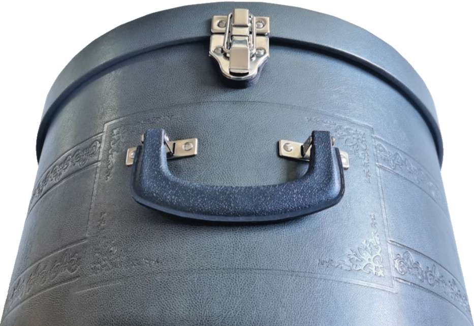 Round Gray Cardboard Storage & Gift Box, Stackable Storage with Handle And lid