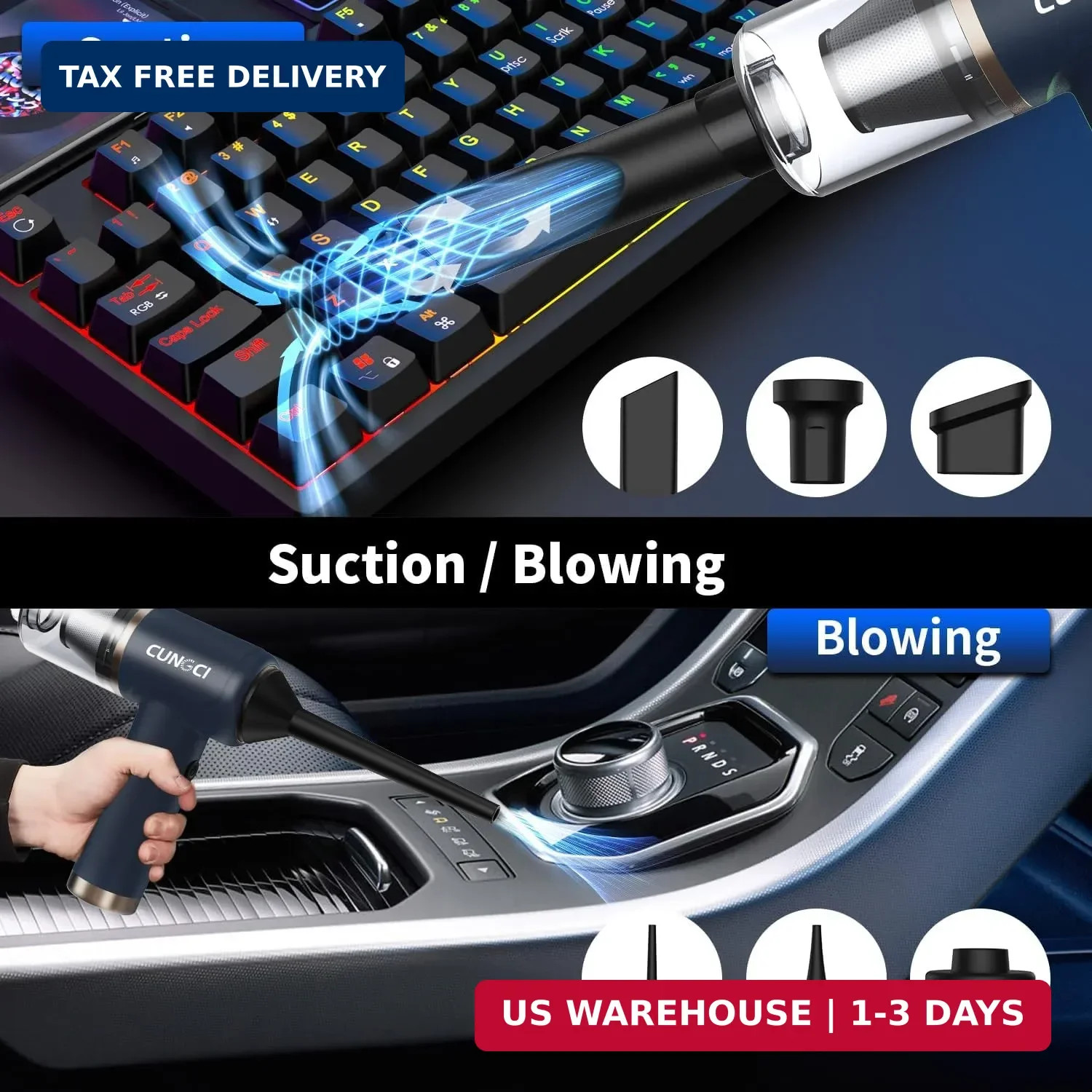 Car Vacuum Handheld Vacuum Portable Cordless, 18000Pa 5 in 1, 100W Brushless Mot