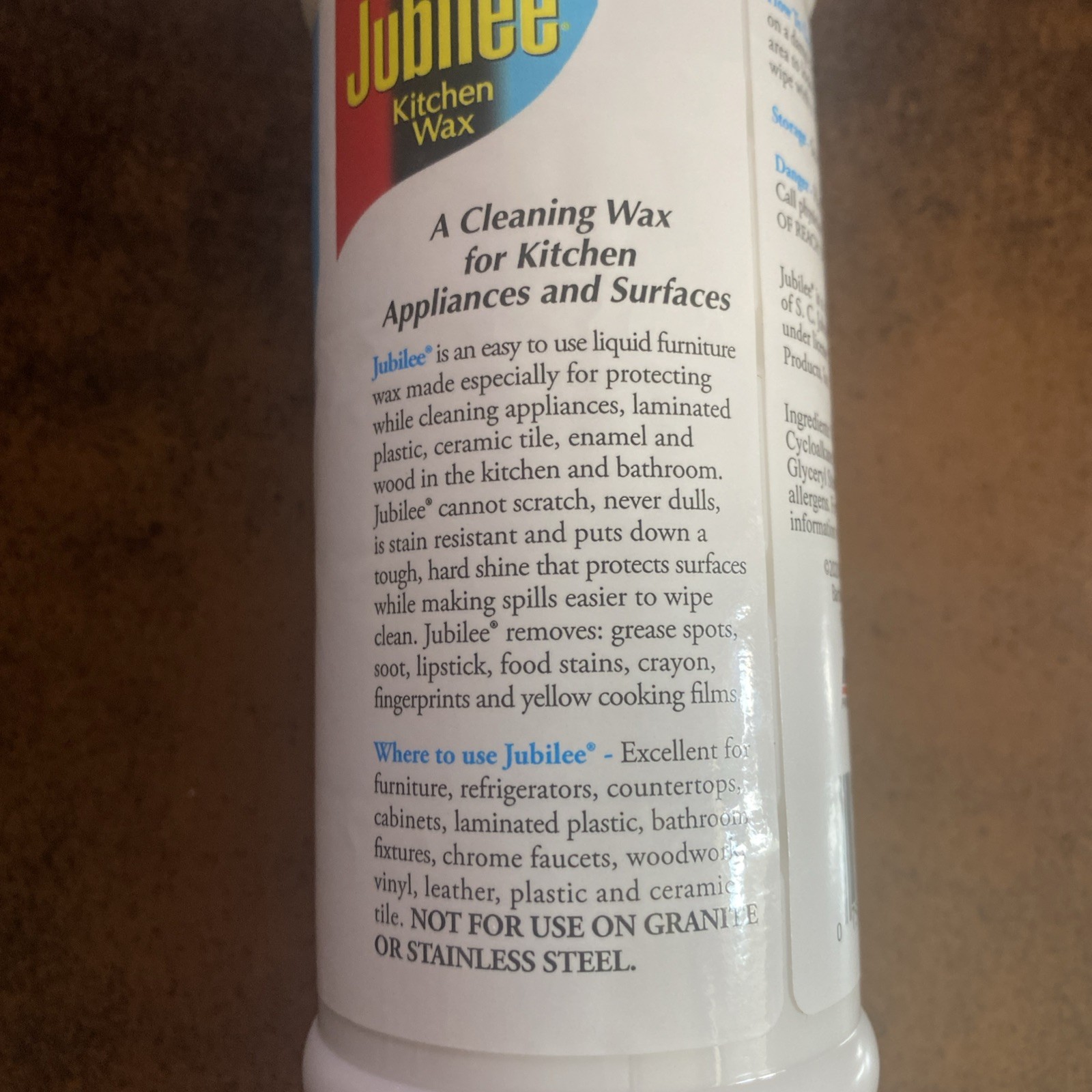 Jubilee Kitchen Wax, 15 Fl Oz, Protects Shines Cleans NEW