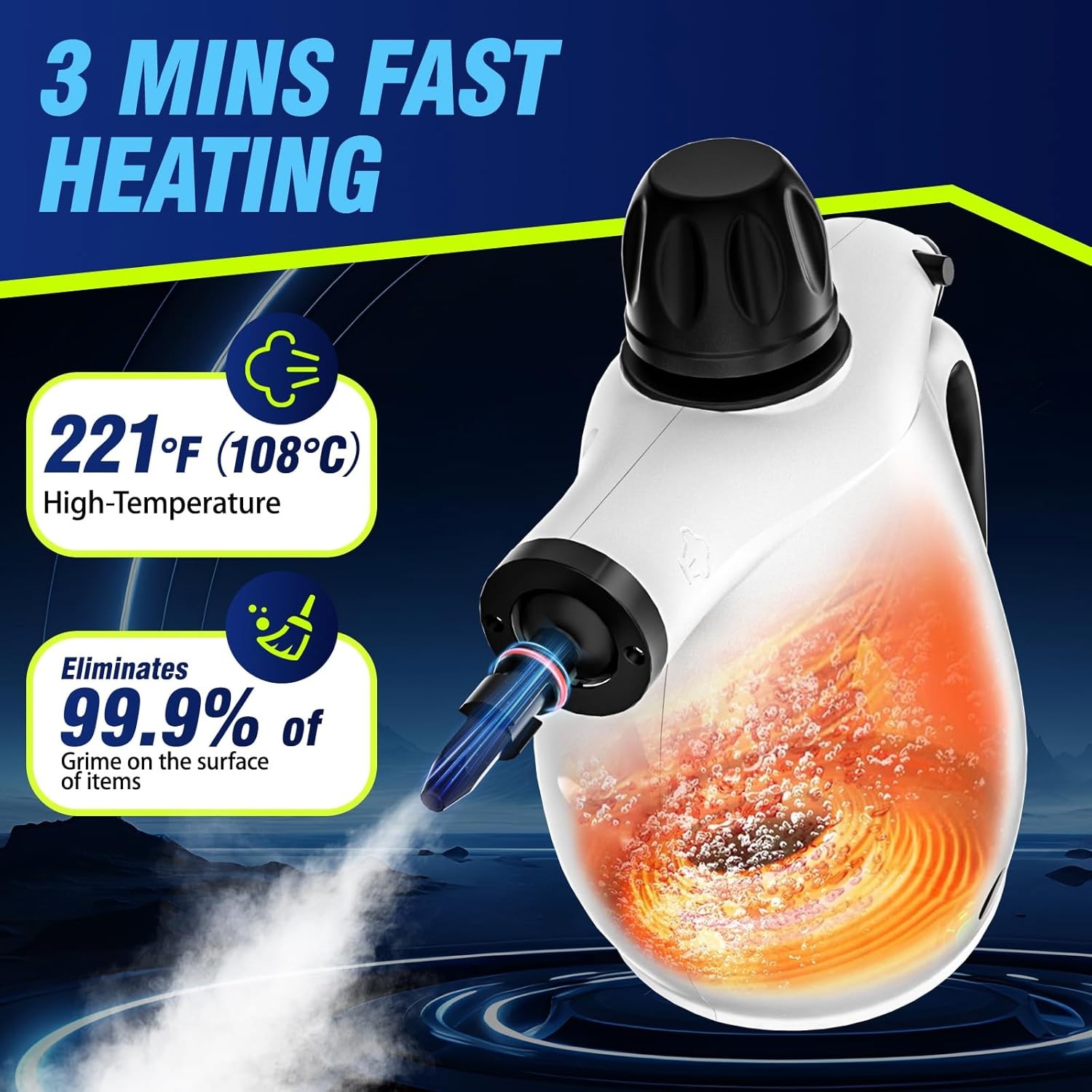 Handheld Steam Cleaner Portable Steamer Multipurpose Cleaning 12 pcs Accessories