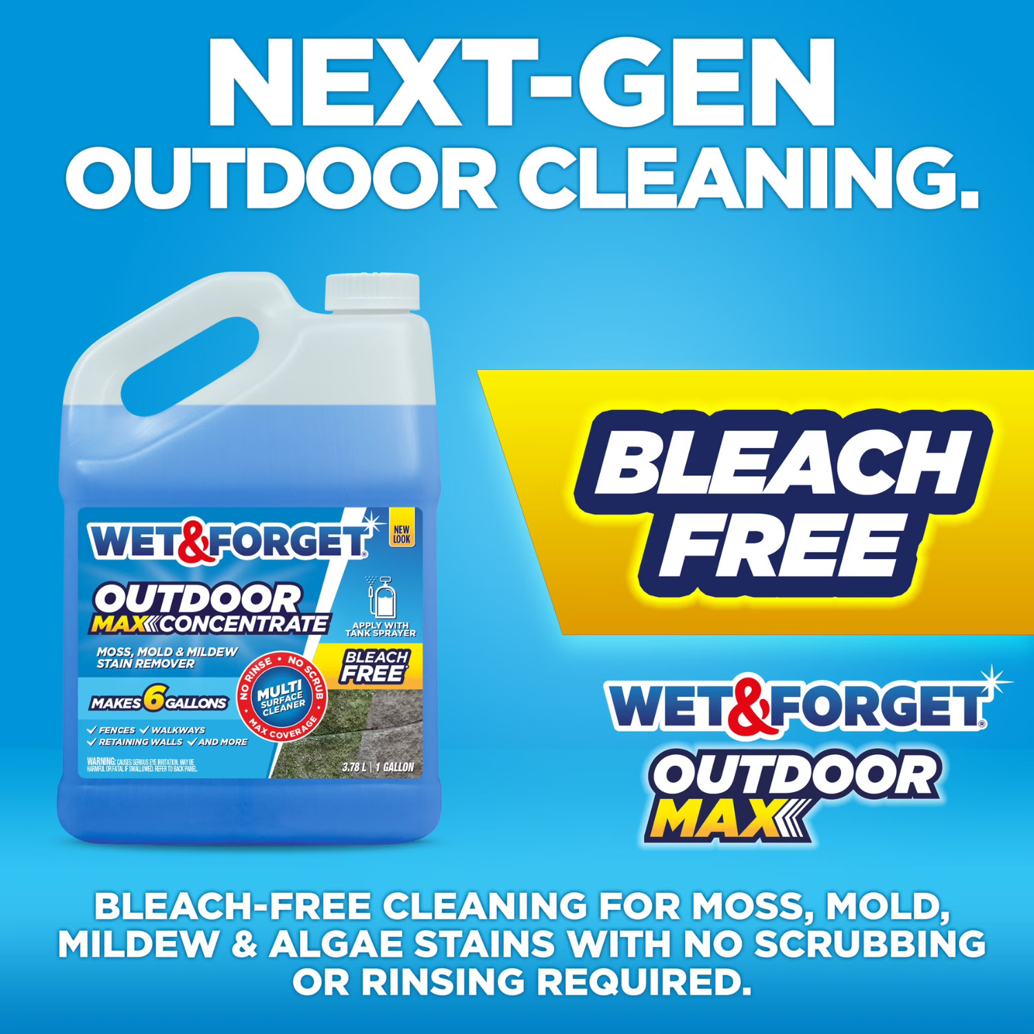 Wet&Forget Outdoor Moss, Mold, Mildew, and Algae Stain Remover Concentrate,128oz