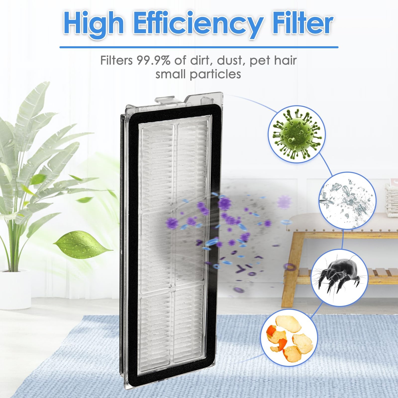 6 Pack Q Revo HEPA Filters Compatible with Roborock Q Revo Robot Vacuum Filte…