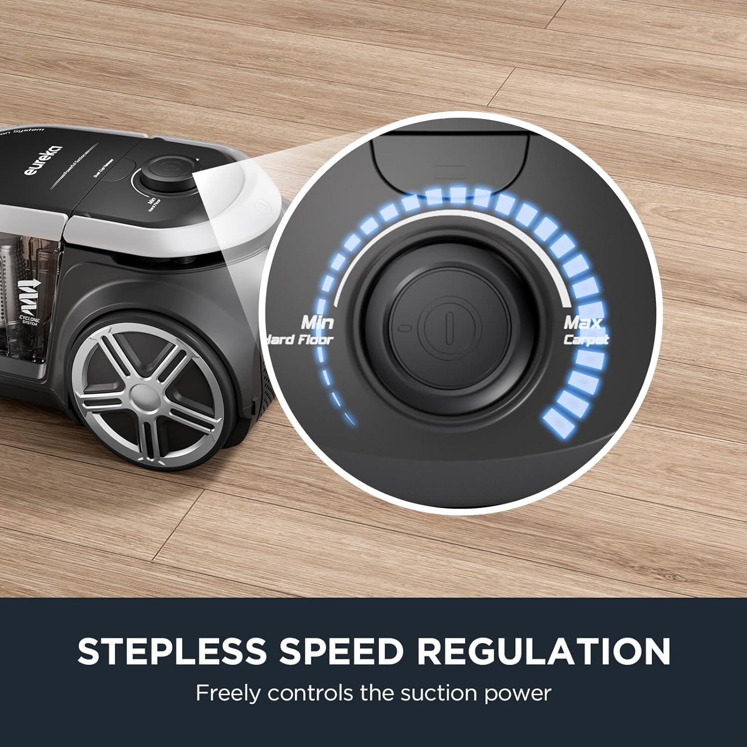 Bagless Canister Vacuum Cleaner, Lightweight Vac for Carpets and Hard Floors