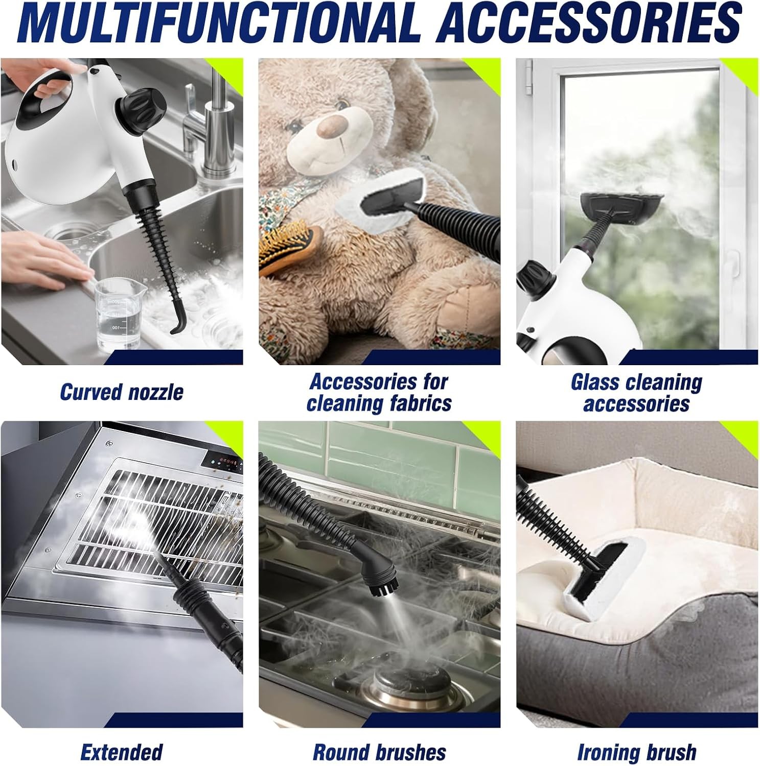 Handheld Steam Cleaner Portable Steamer Multipurpose Cleaning 12 pcs Accessories