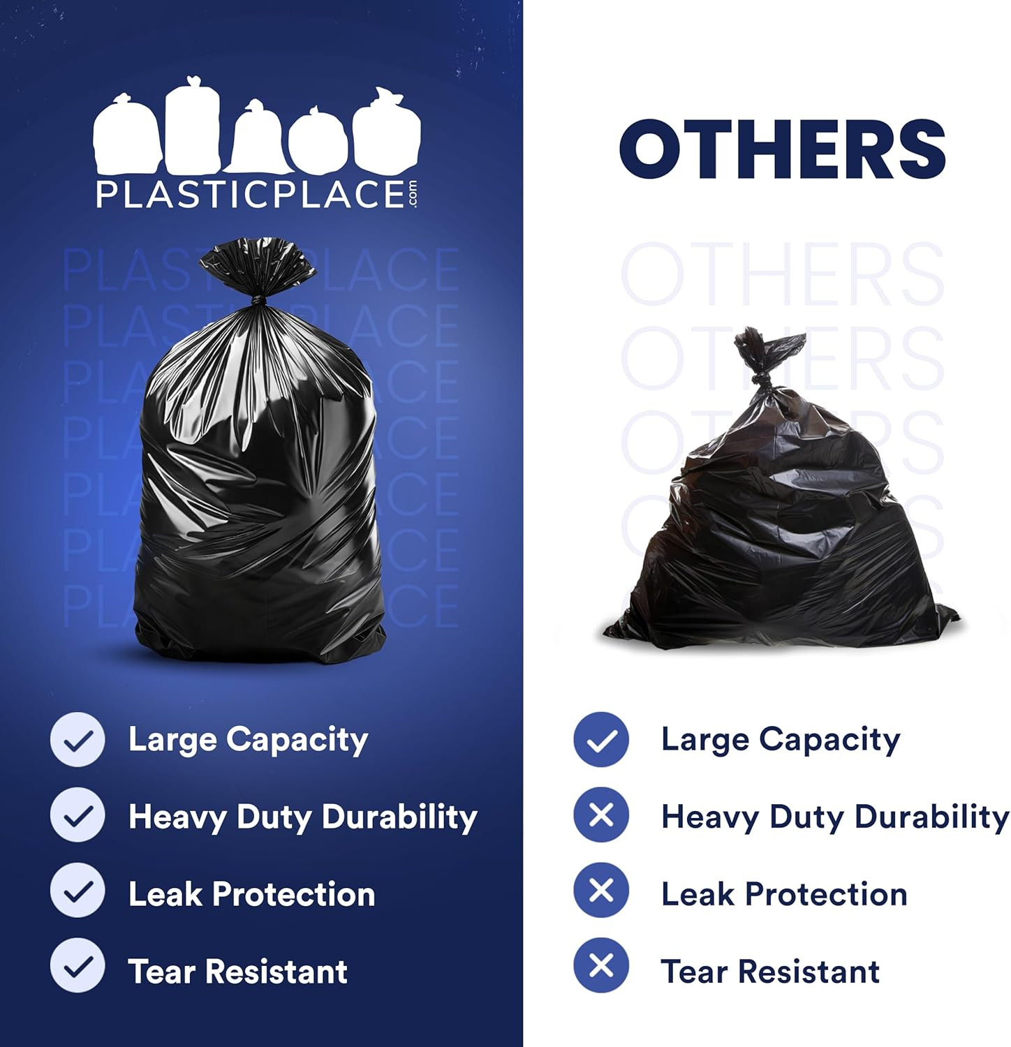 55-60 Gallon Trash Bags │ 1.0 Mil │ Black Heavy Duty Garbage Can Liners │ 38” X
