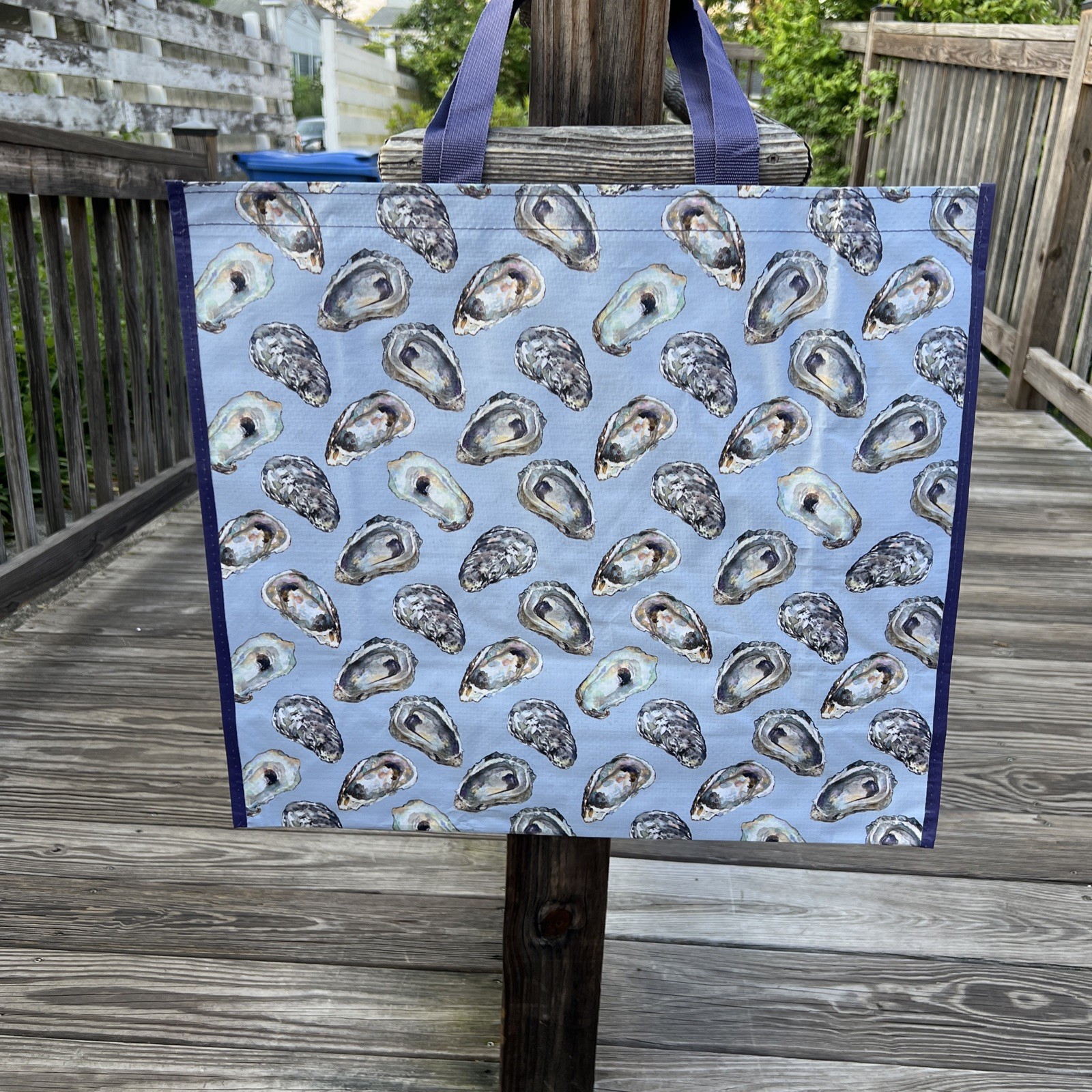 NEW Large Reusable Shopping Bag – Beautiful Design! OYSTERS 🦪 all OVER free✈️