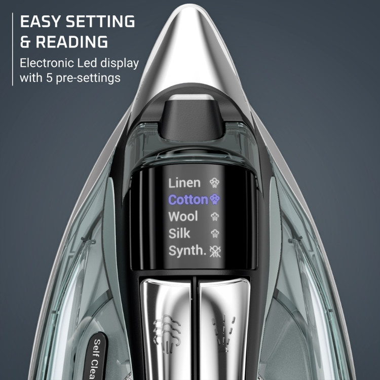Rowenta Focus Excellence Steam Iron 1750W LED Display Auto Shutoff Retractable