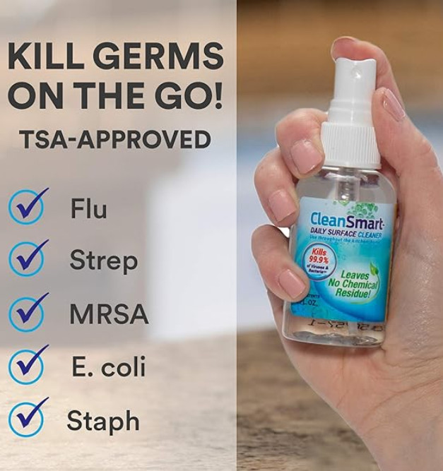 CleanSmart – Daily Surface Cleaner Kills 99.9% of Viruses & Bacteria -2 Fl Oz Ea
