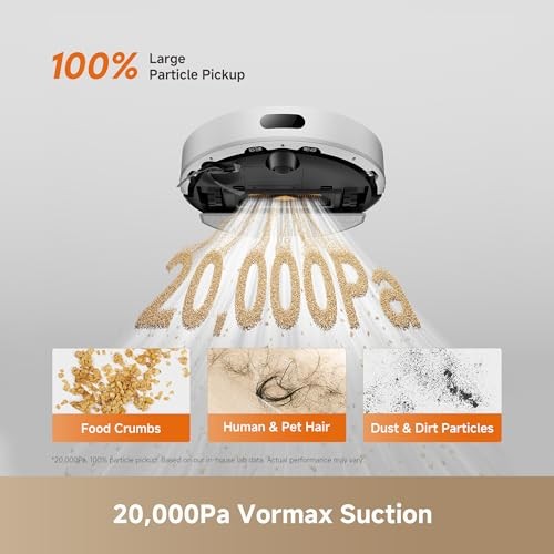 Robot Vac and Mop Combo with 20,000Pa Suction, Anti D20 Air Plus White