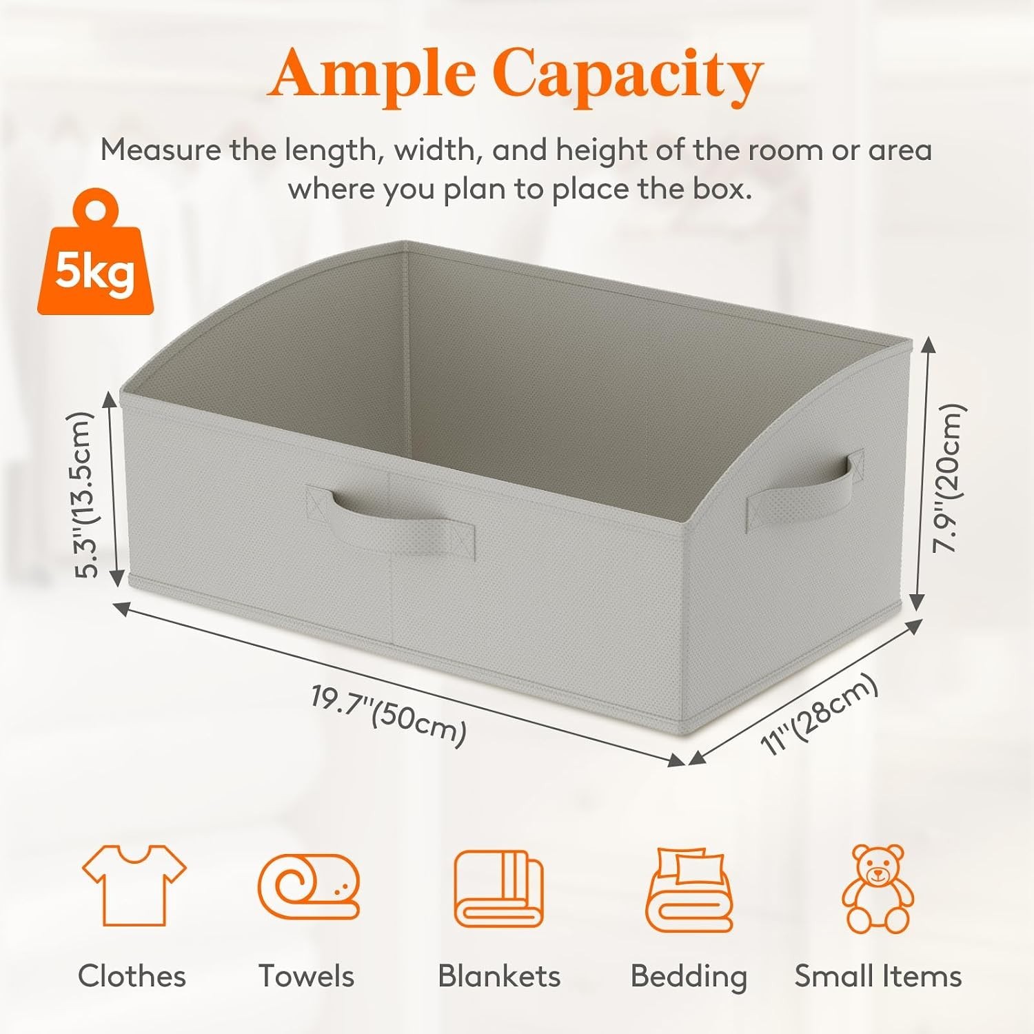 Extra Large Trapezoid Closet Storage Bins – 6-Pack, Foldable Organizer in Lig…