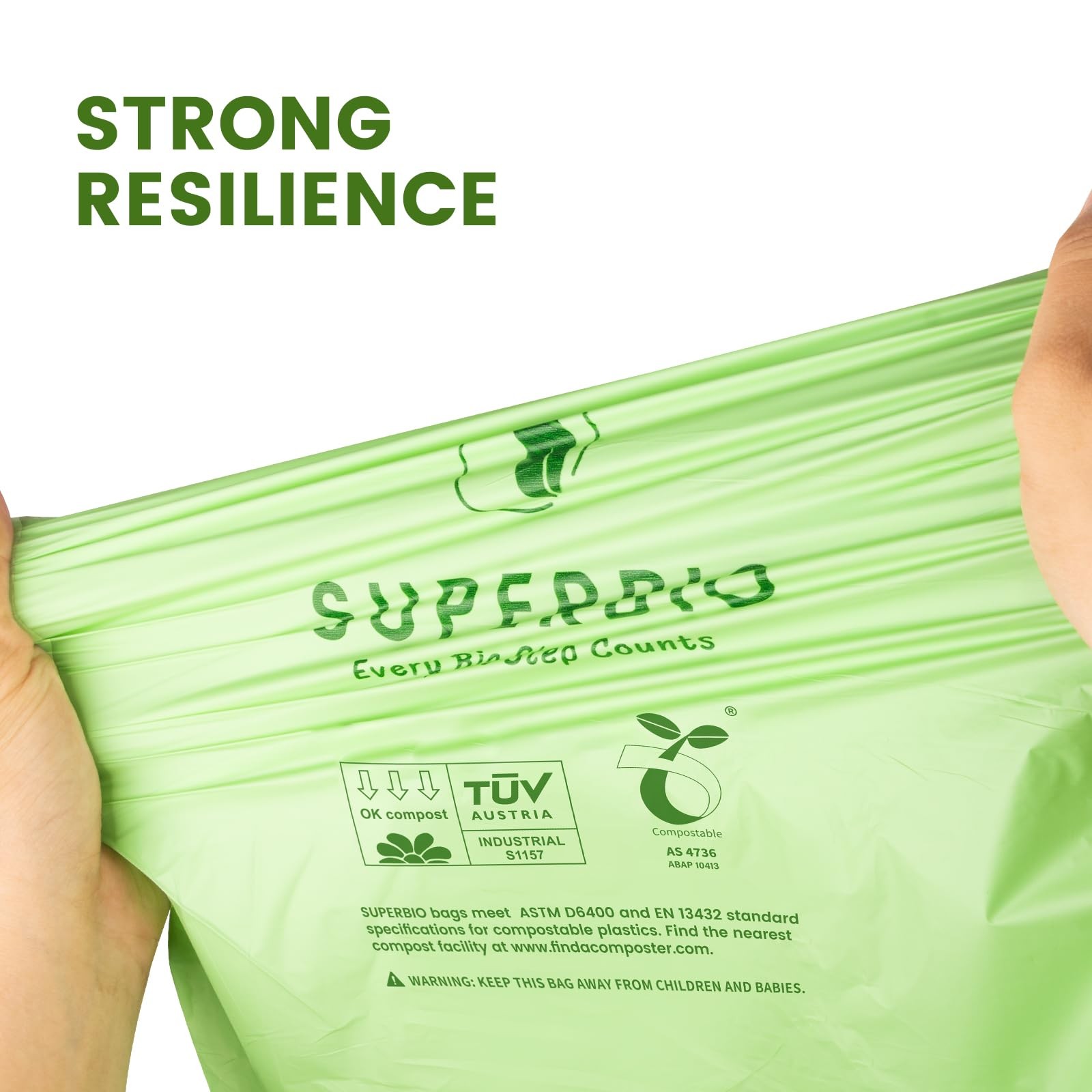 Best SUPERBIO 13 Gallon Compostable Drawstring Kitchen Waste Bag, 49.2 Liter, 30