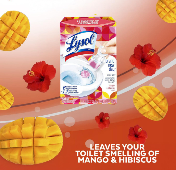 6 Count Lysol Click Gel Automatic Toilet Bowl Cleaner, Toilet Gel Stamp, Toilet