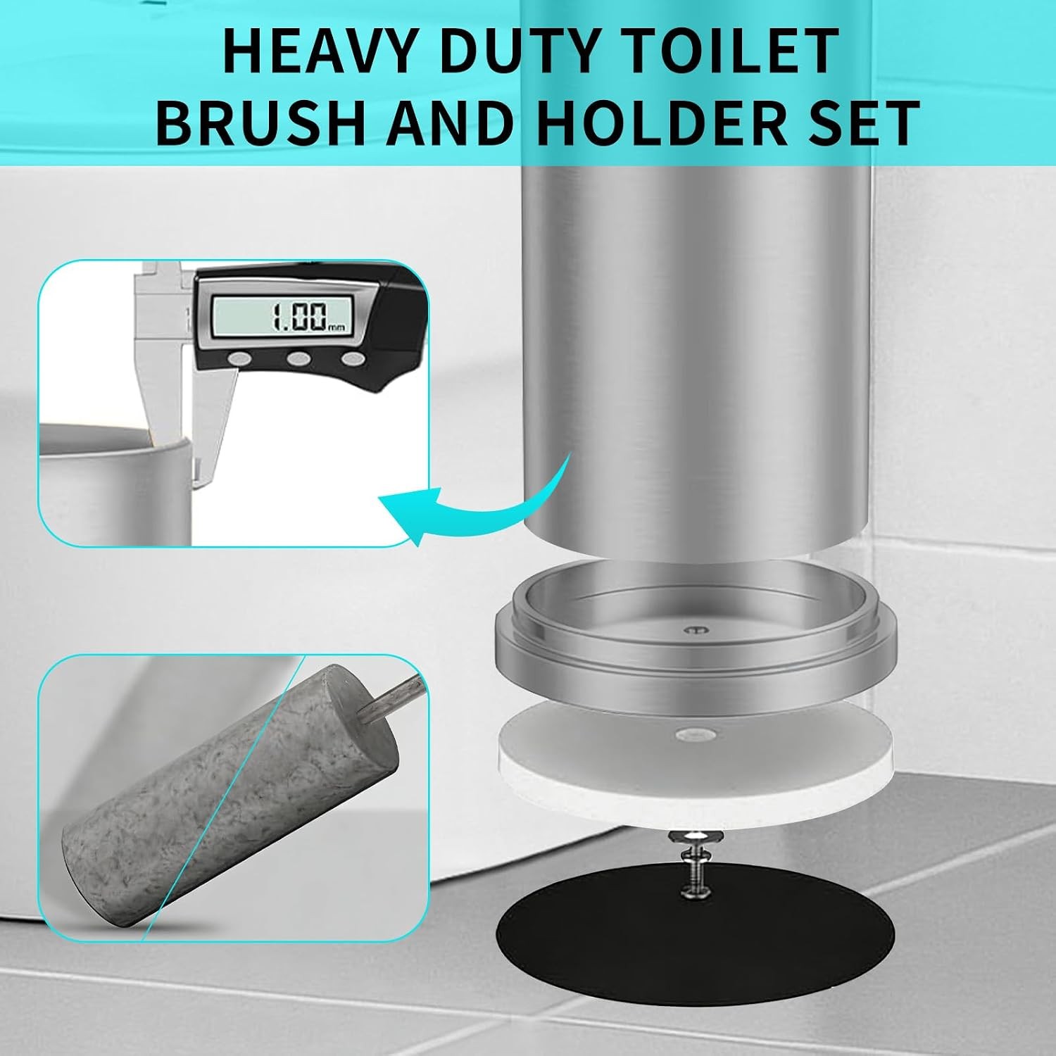 Stainless Steel Toilet Brush and Holder Set,Toilet Bowl Brush and Holder