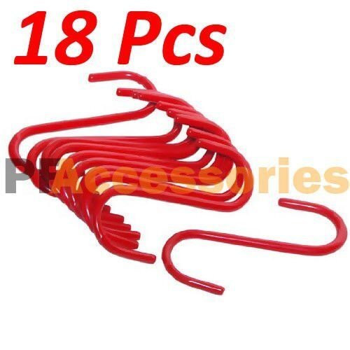 18 Pcs 5″ inch Red PVC Coated Steel S Hooks Hangers for Kitchen Metal Clasp Cup
