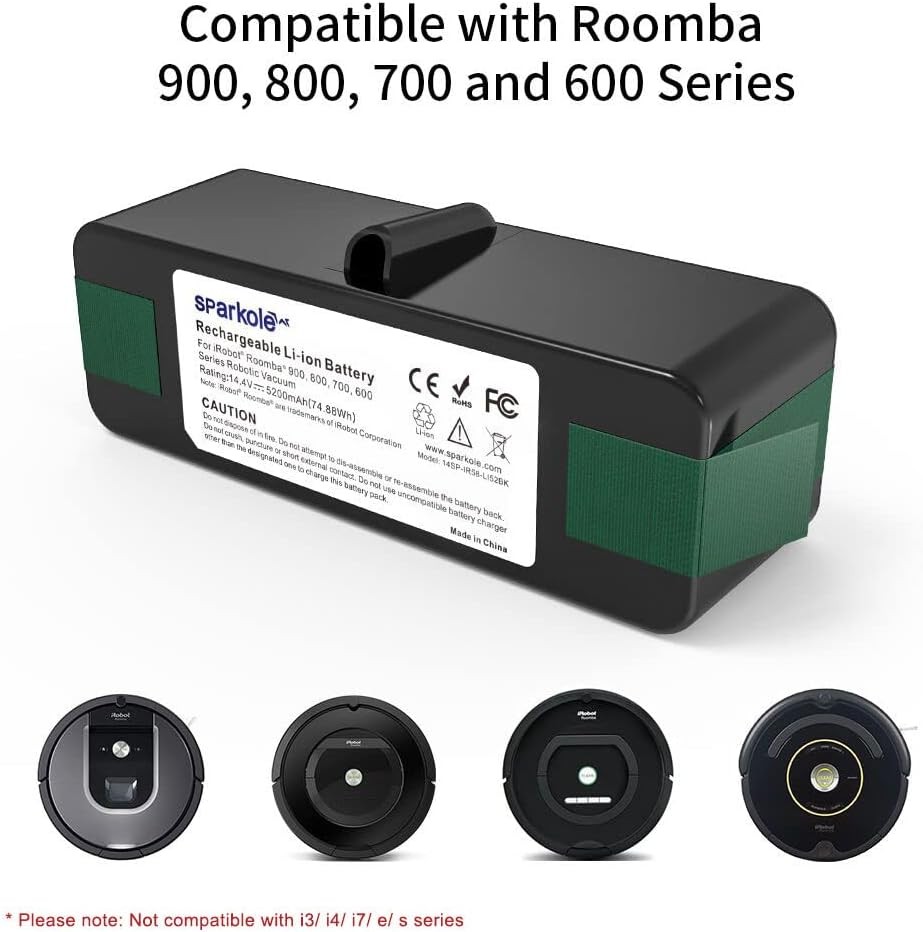 5200mAh Lithium Ion Replacement Battery for iRobot Roomba 960 980 981 970 965