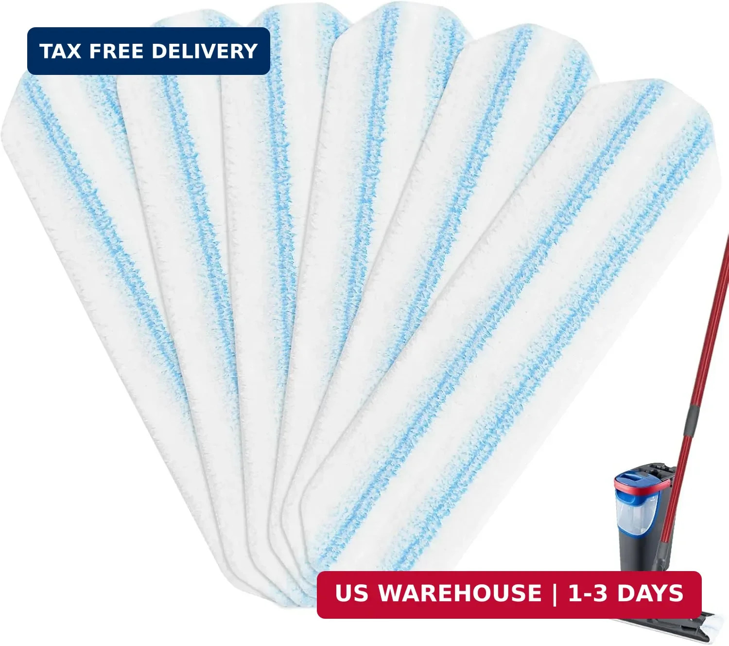 6 Pack Microfiber Replacement Mop Pads for O-Cedar H2prO Flat Mop System, Washab