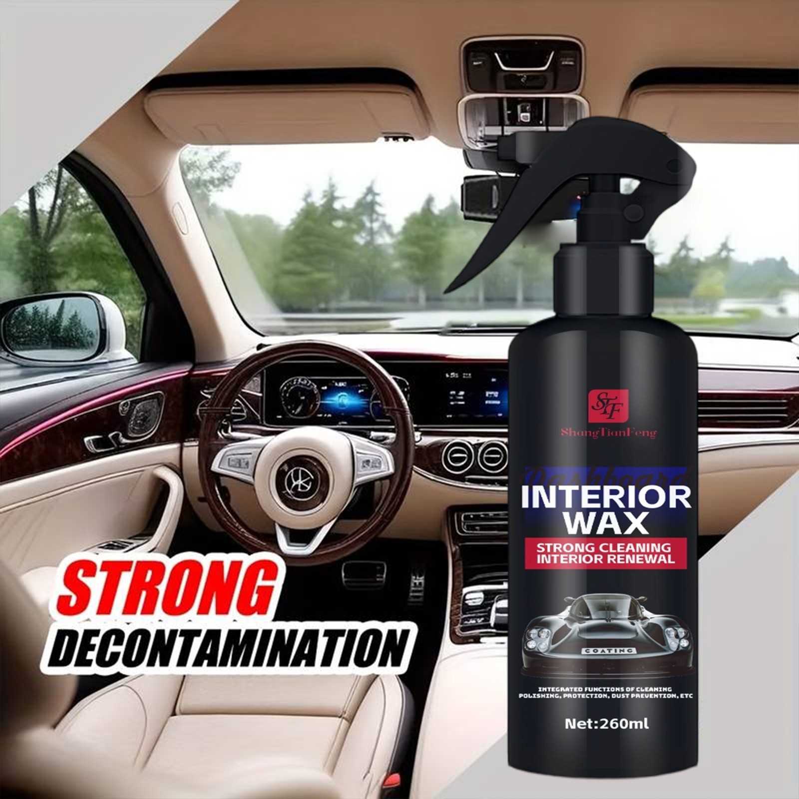 Total Interior Cleaner & Protectant 16 Oz, Car Care for Leather Vinyl Plastic Gl