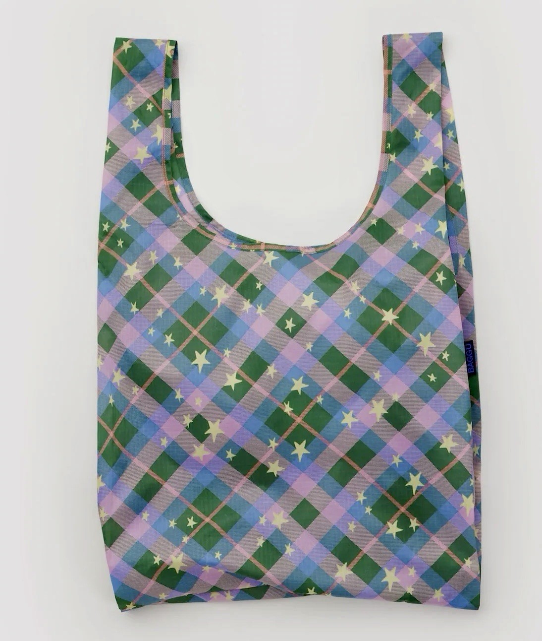 NEW! Baggu STANDARD BAG in “Green Star Plaid” — Recycled Nylon, SOLD OUT & RARE!