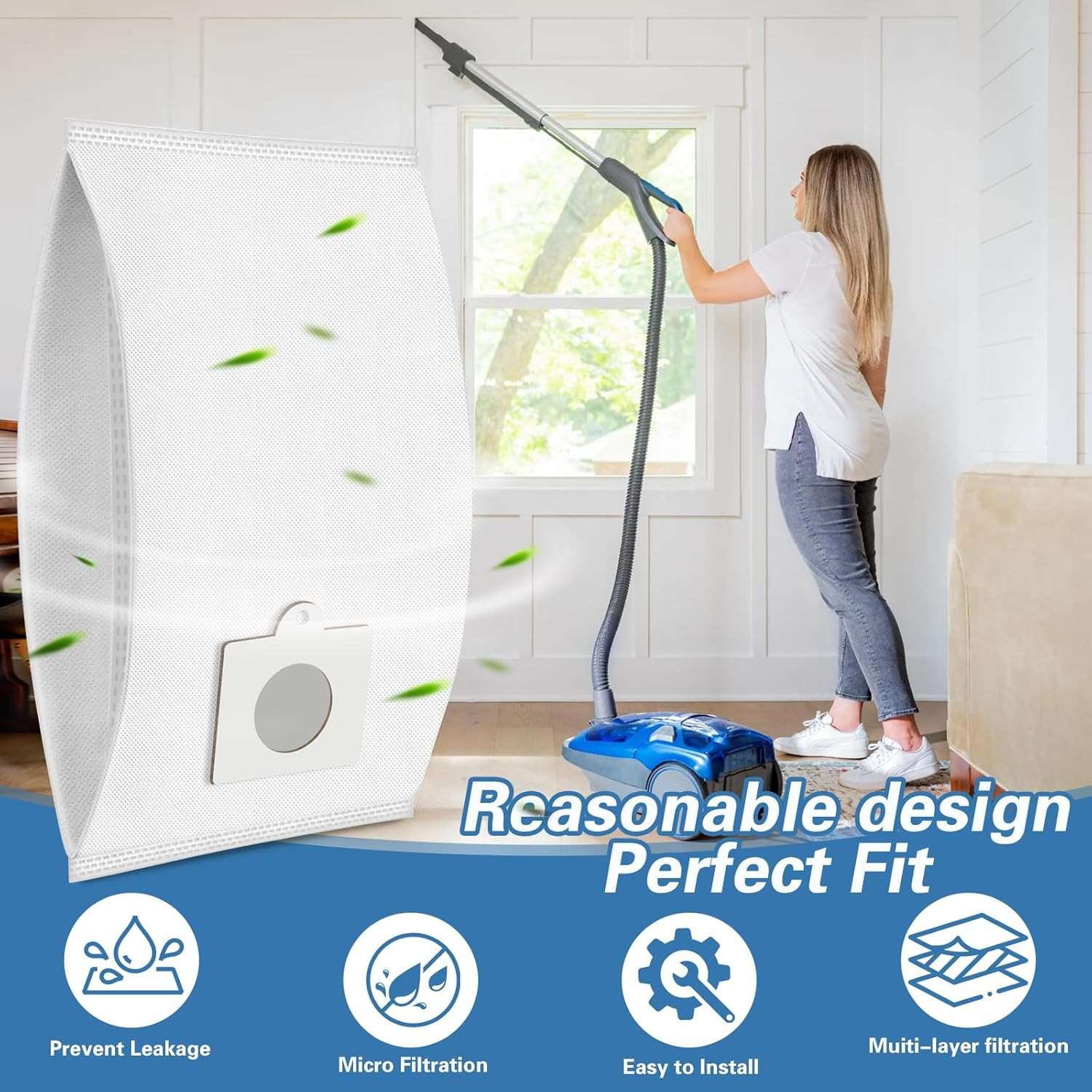 10 Pack 53292 Type Q/C Canister Vacuum Cleaner Bags for Kenmore 200/400/600/700/